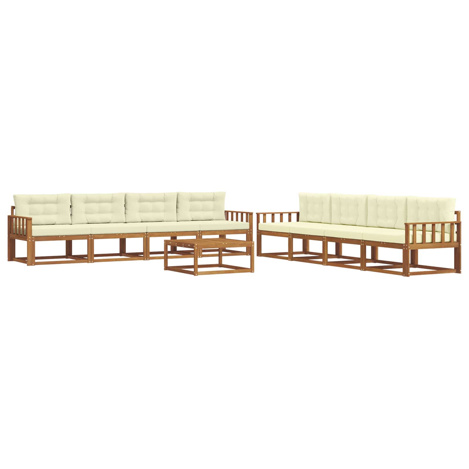 Outdoor-Sofagarnitur mit Kissen 9 pcs Natur und Creme