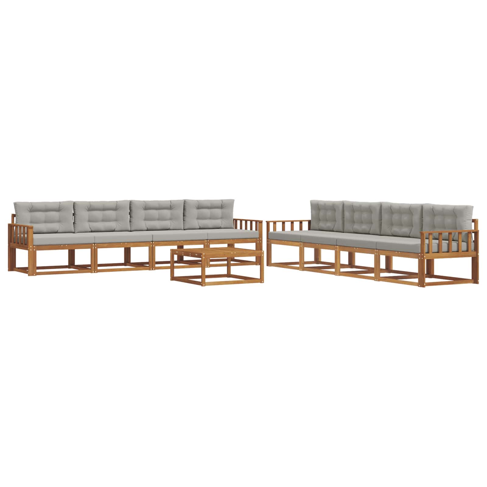 Outdoor-Sofagarnitur mit Kissen 9 pcs Natürlich und Hellgrau