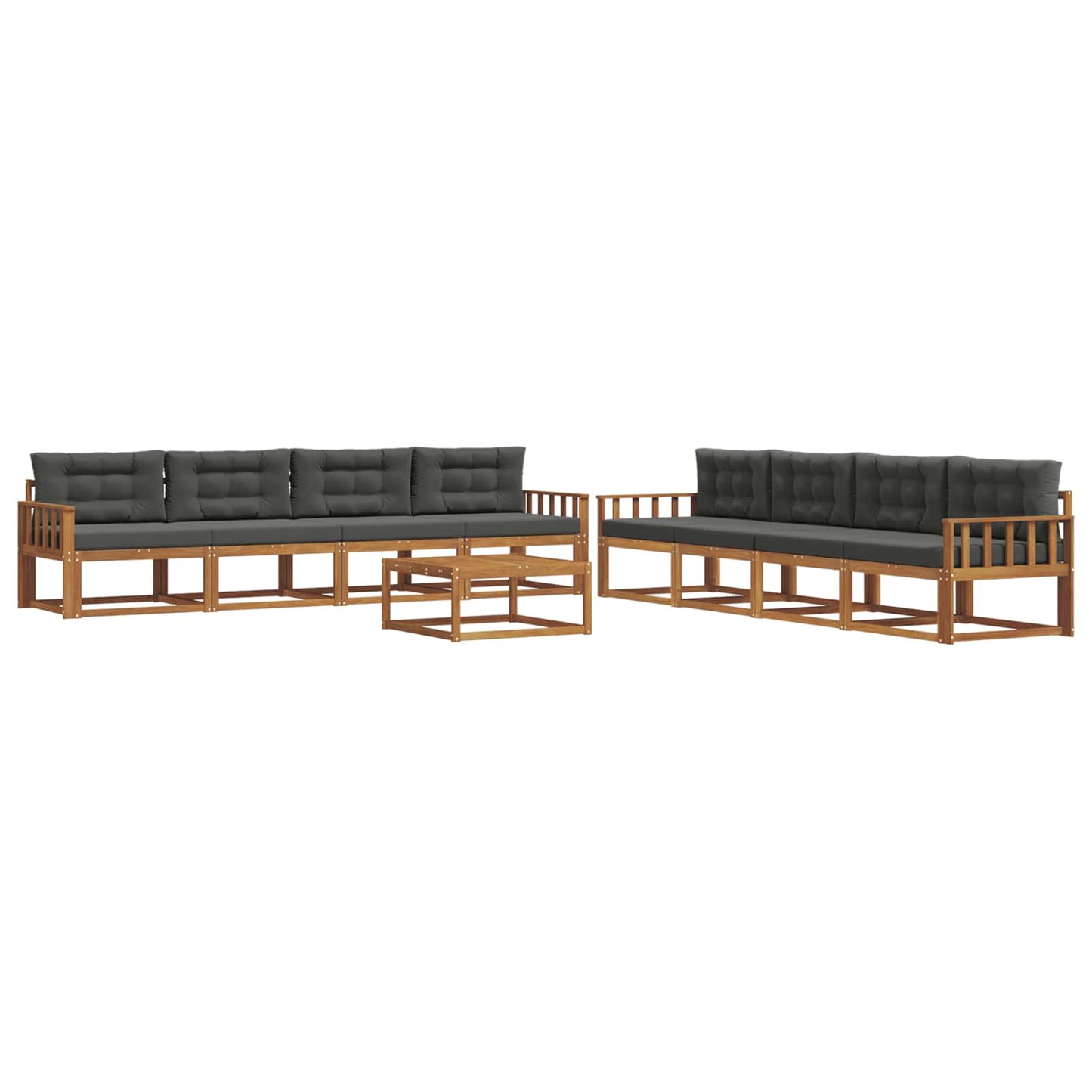 Outdoor-Sofagarnitur mit Kissen 9 pcs Natur und Anthrazit