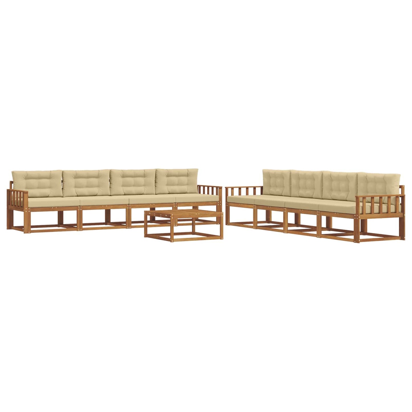 Outdoor-Sofagarnitur mit Kissen 9 pcs Natur und Beige