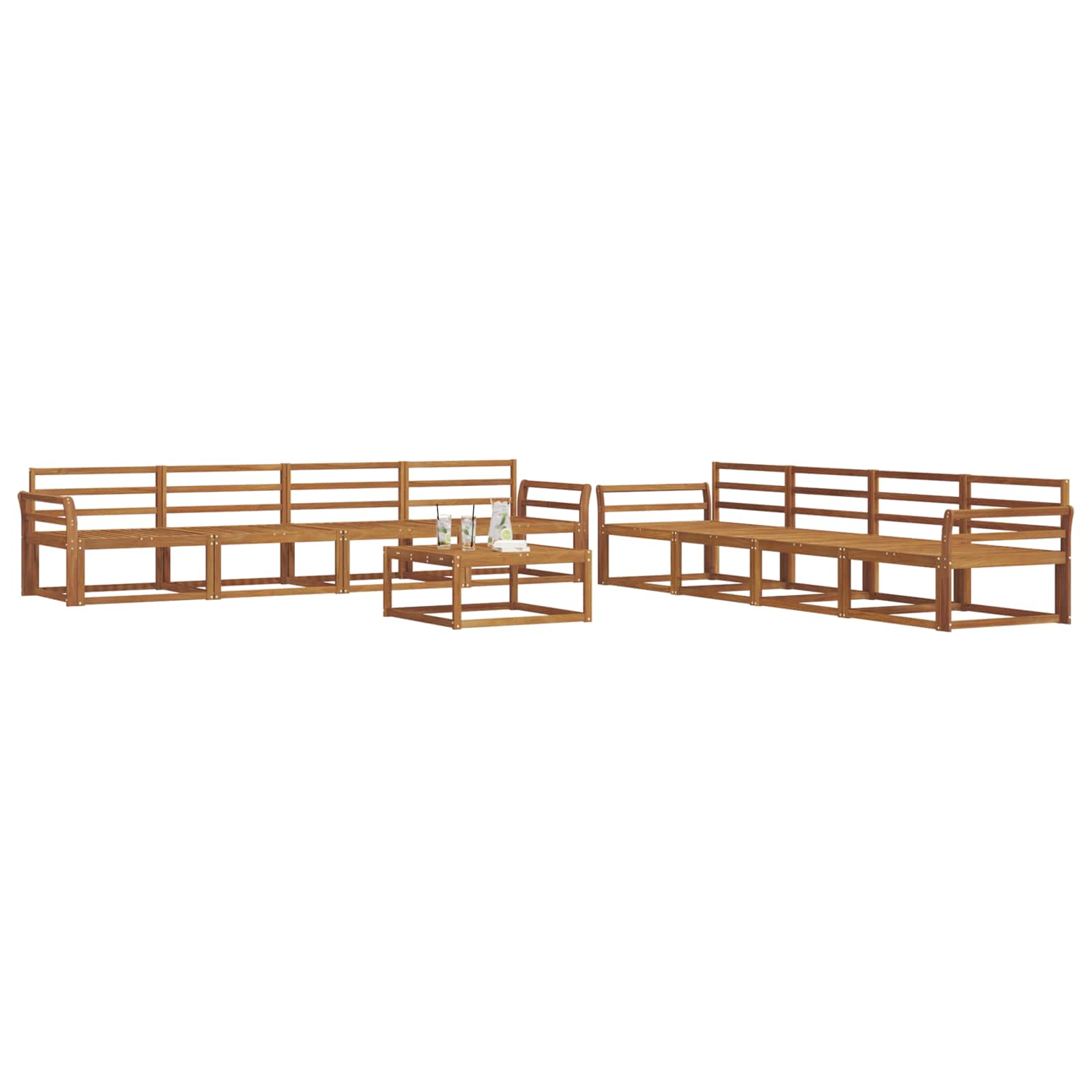 Outdoor-Sofagarnitur 9 pcs Natur Massivholz Akazie