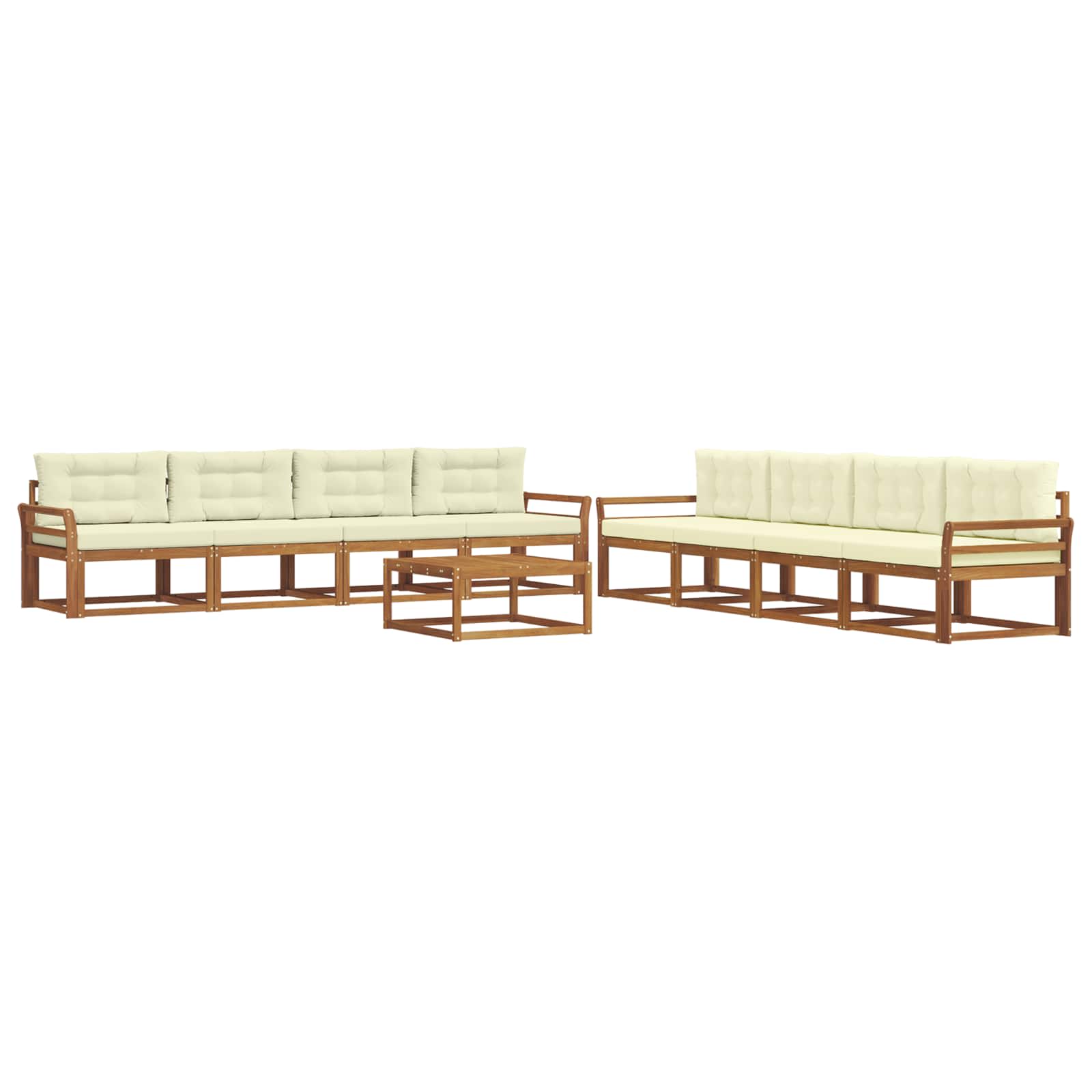 Outdoor-Sofagarnitur mit Kissen 9 pcs Natur und Creme