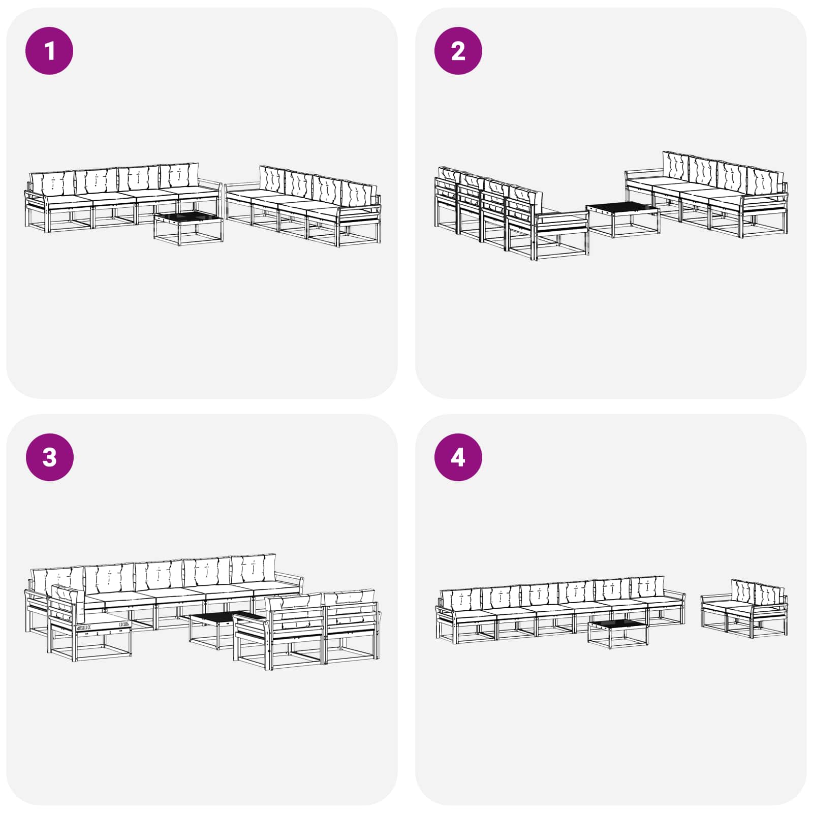 Outdoor-Sofagarnitur mit Kissen 9 pcs Natur und Anthrazit