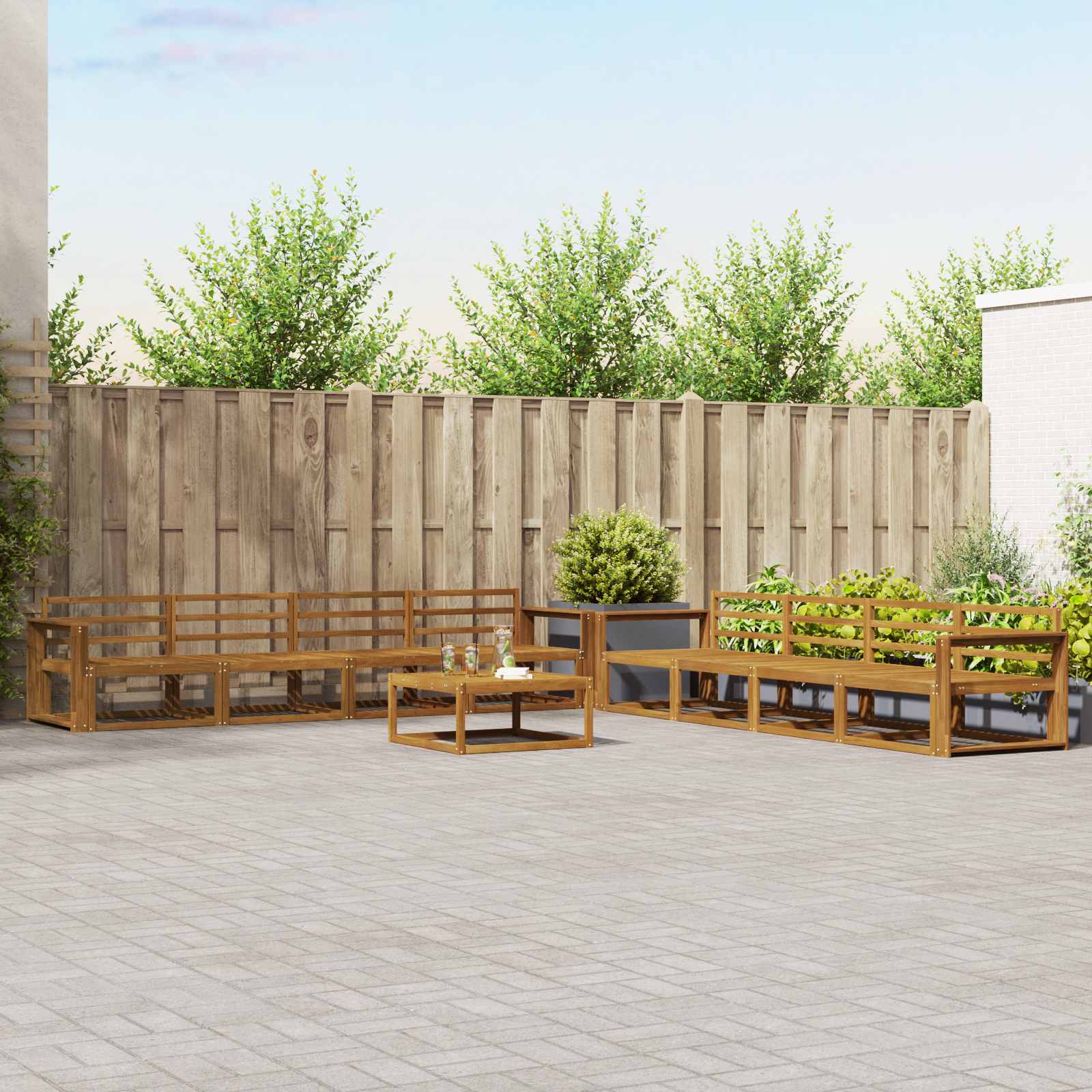 Outdoor-Sofagarnitur 9 pcs Natur Massivholz Akazie