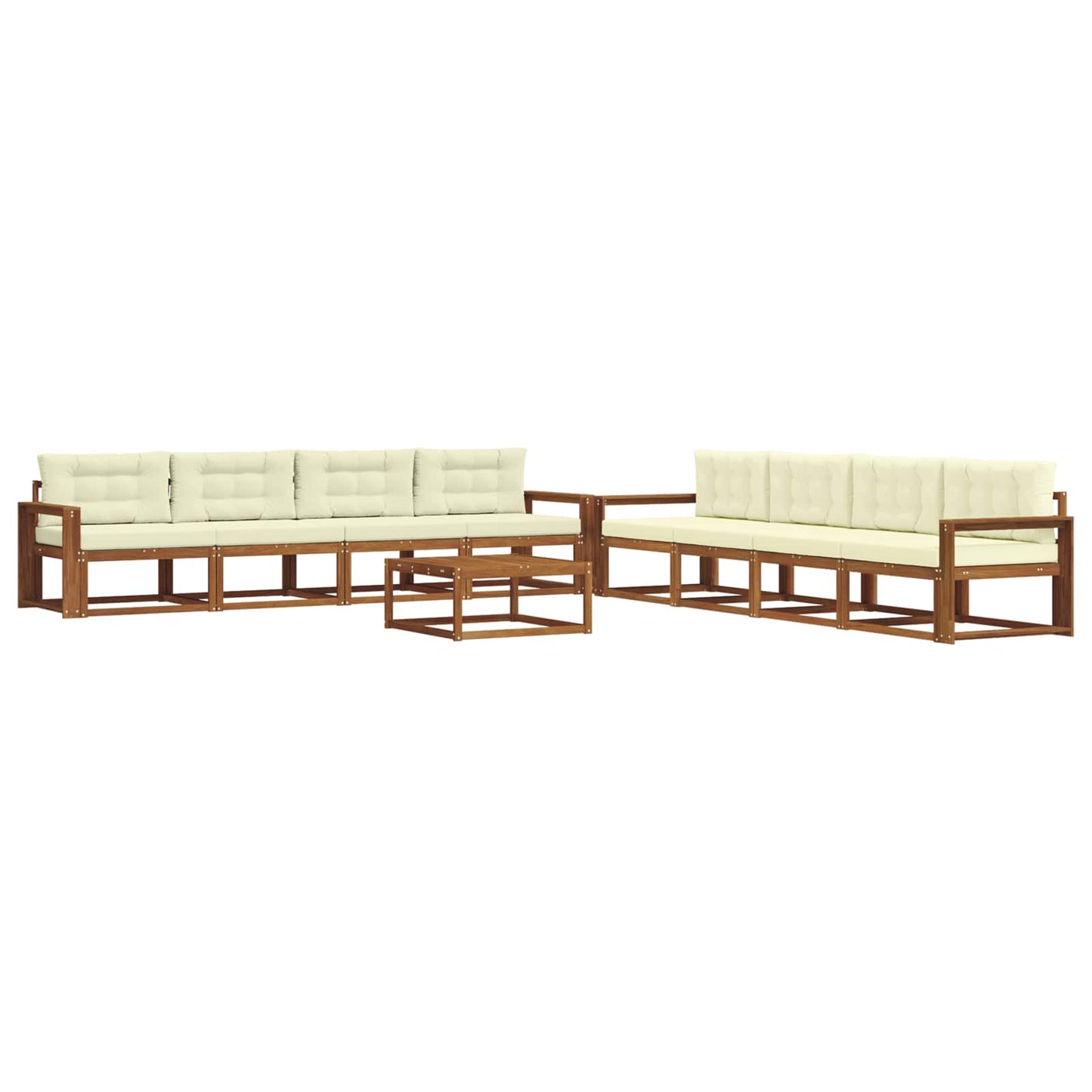 Outdoor-Sofagarnitur mit Kissen 9 pcs Natur und Creme
