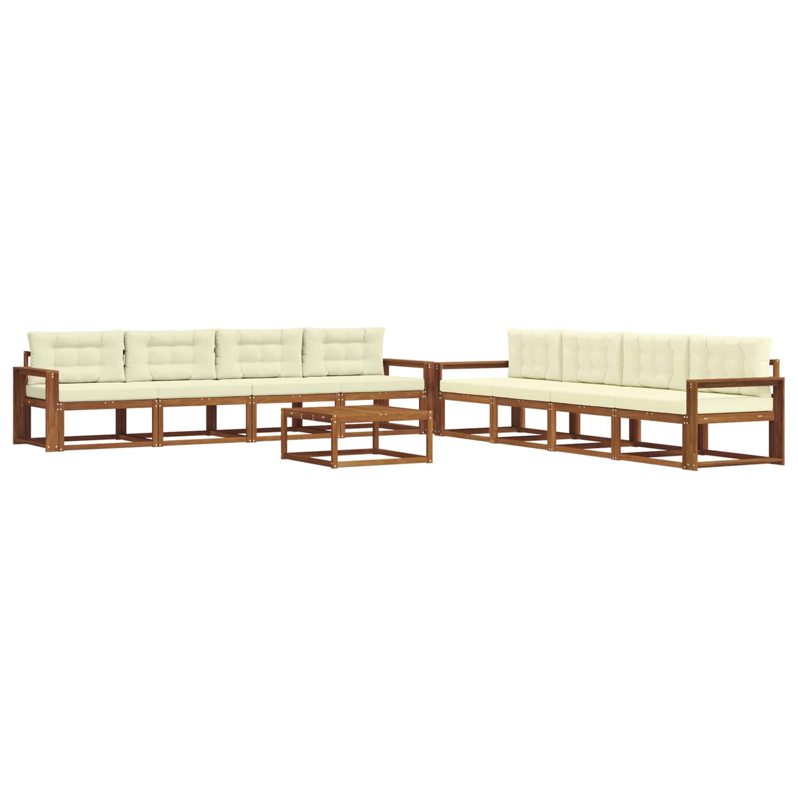 Outdoor-Sofagarnitur mit Kissen 9 pcs Natur und Creme