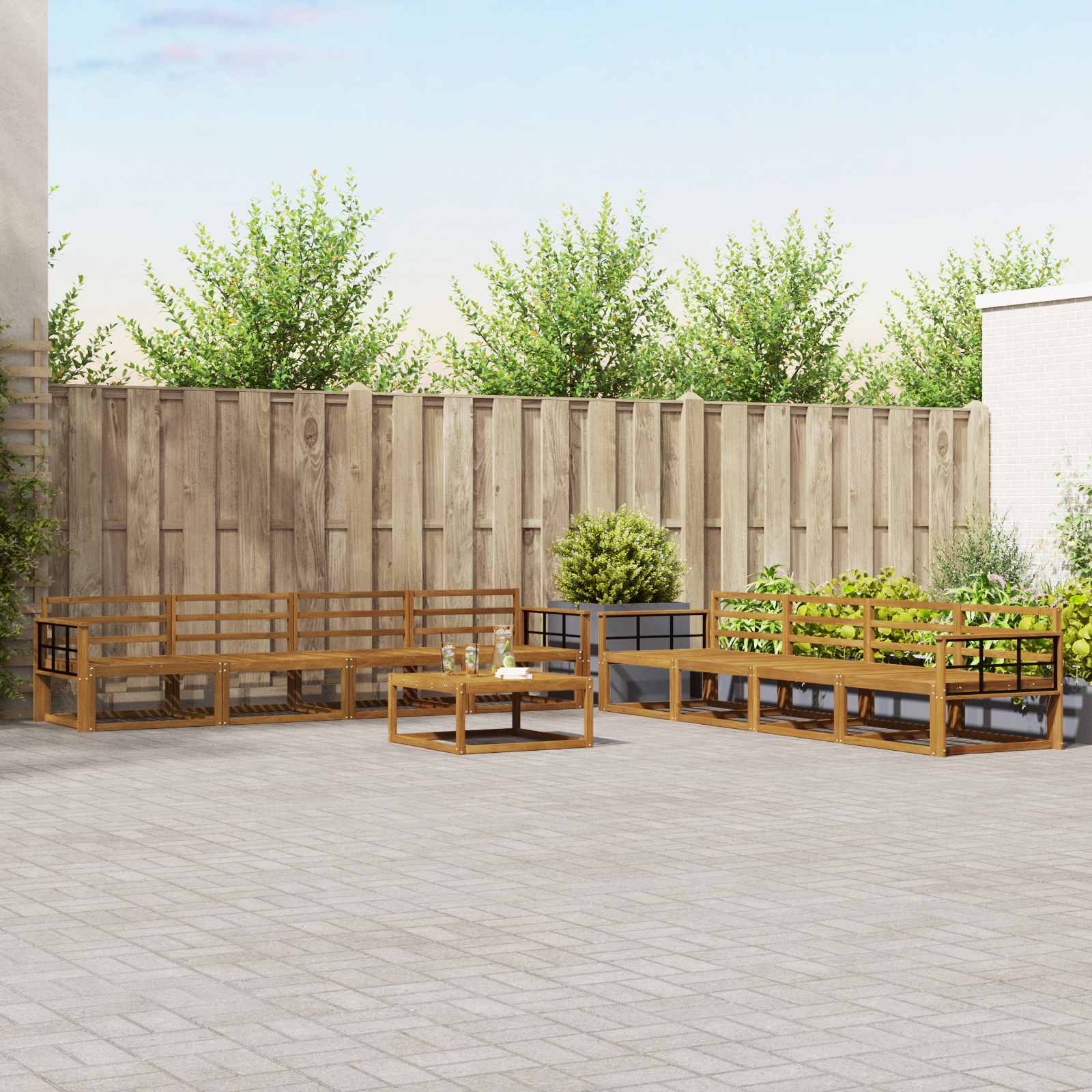 Outdoor-Sofagarnitur 9 pcs Natur Massivholz Akazie