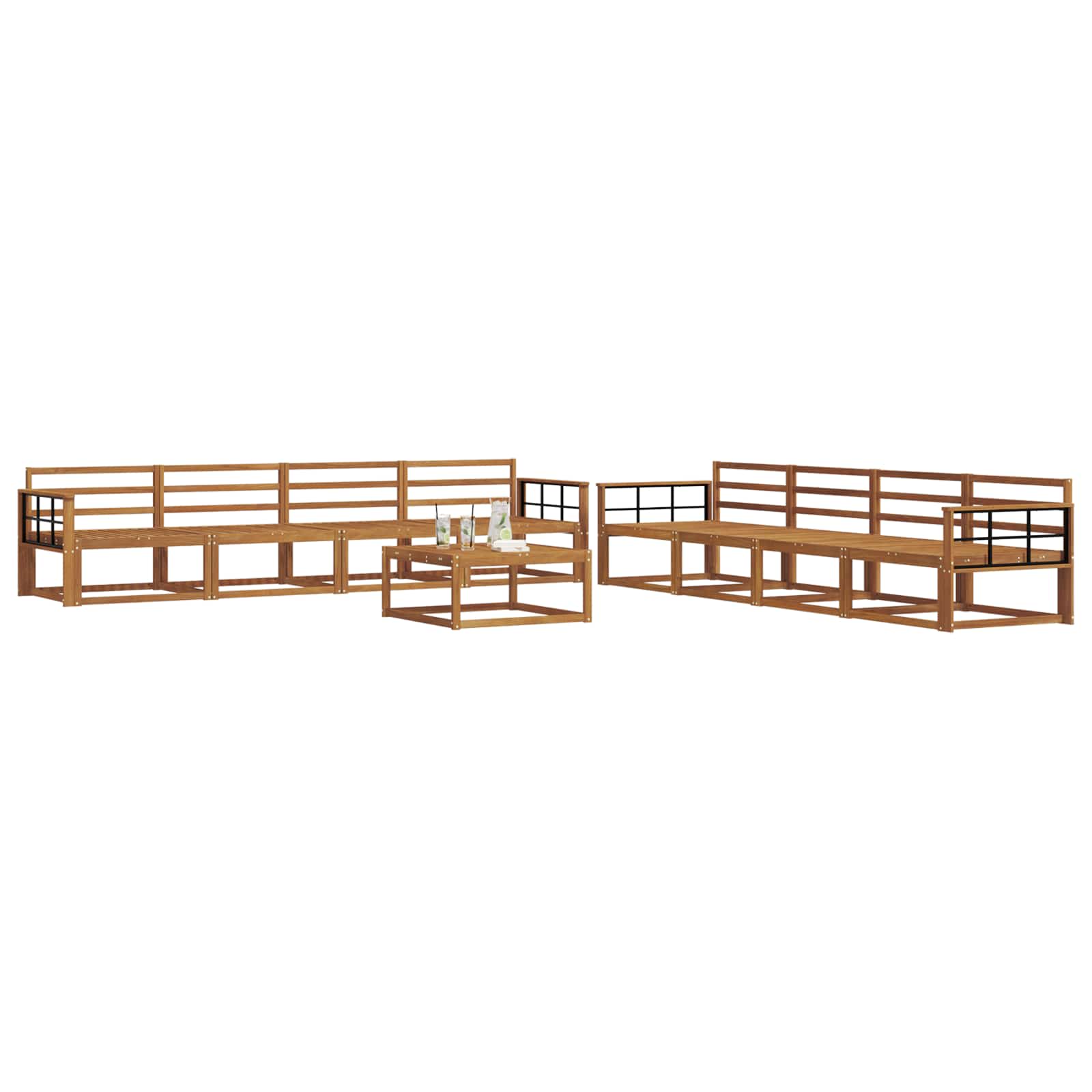 Outdoor-Sofagarnitur 9 pcs Natur Massivholz Akazie