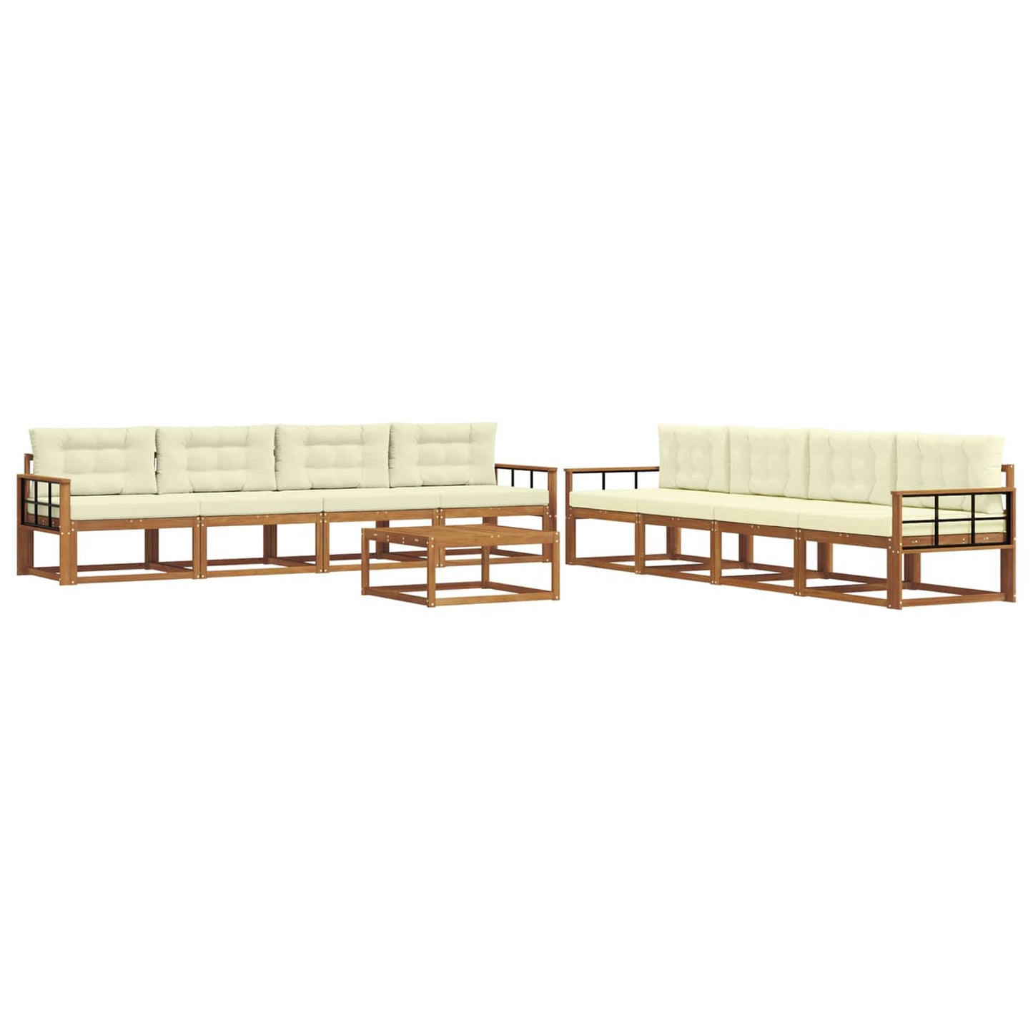 Outdoor-Sofagarnitur mit Kissen 9 pcs Natur und Creme