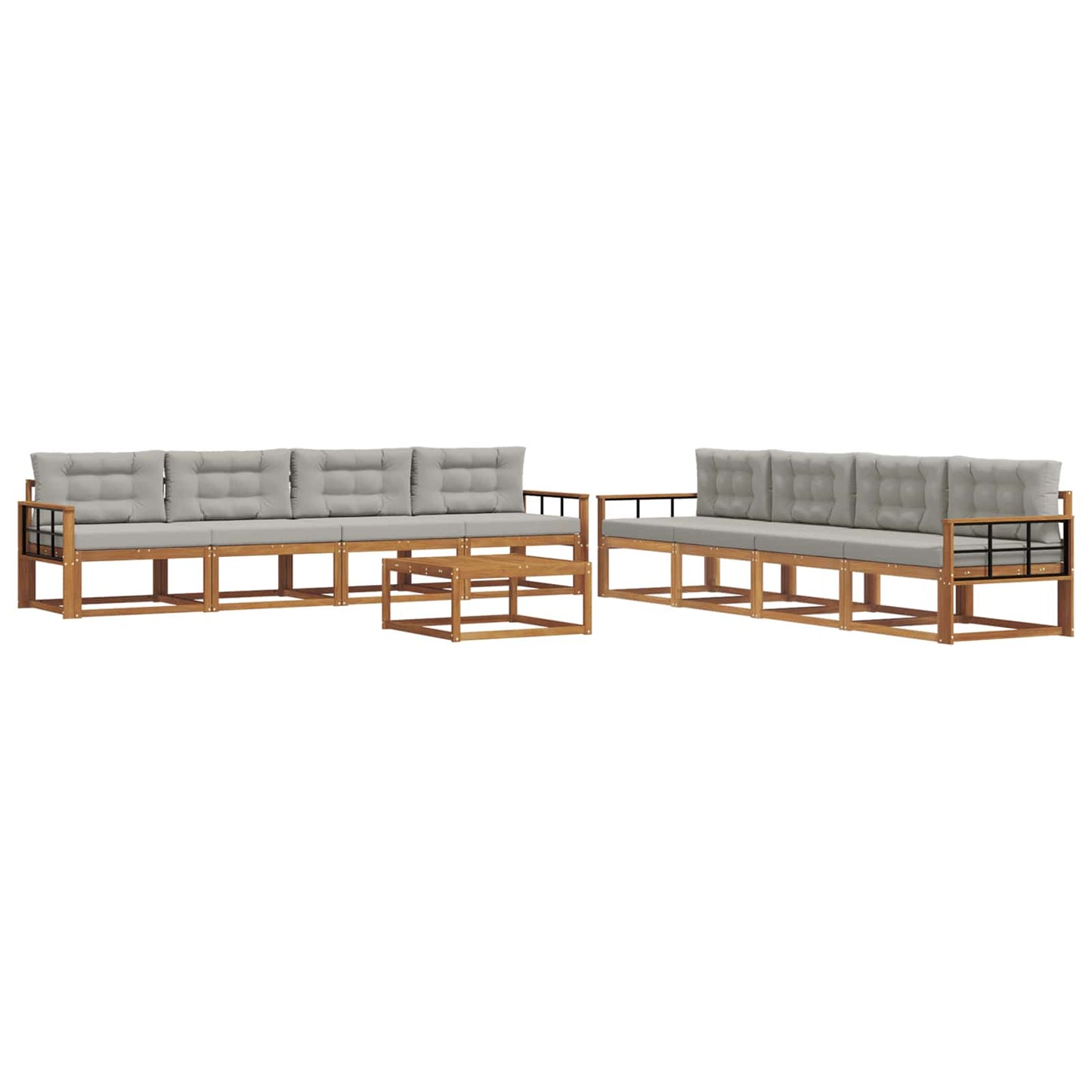 Outdoor-Sofagarnitur mit Kissen 9 pcs Natürlich und Hellgrau