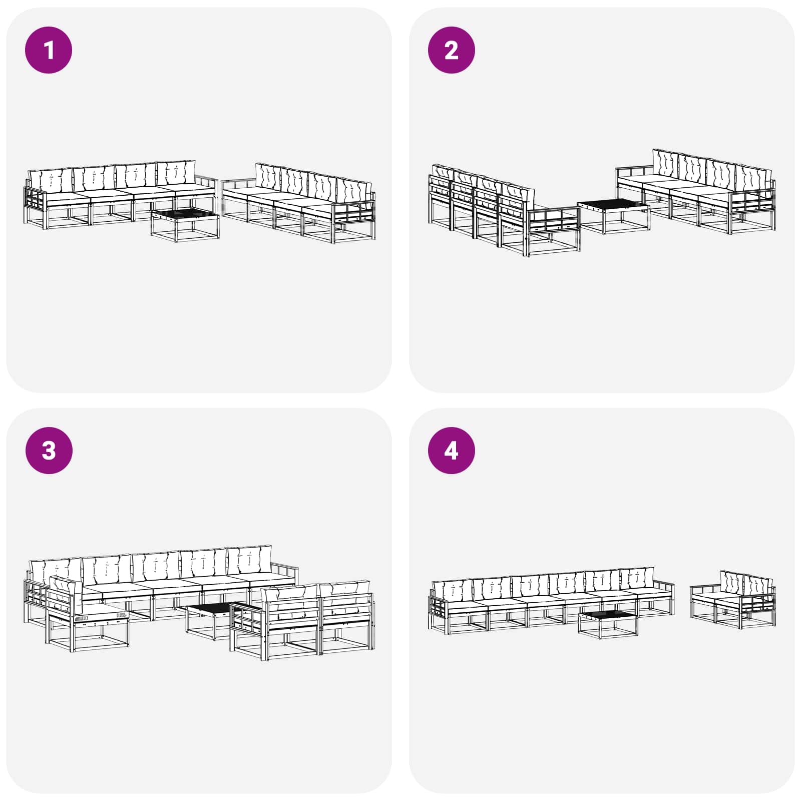 Outdoor-Sofagarnitur mit Kissen 9 pcs Natur und Anthrazit