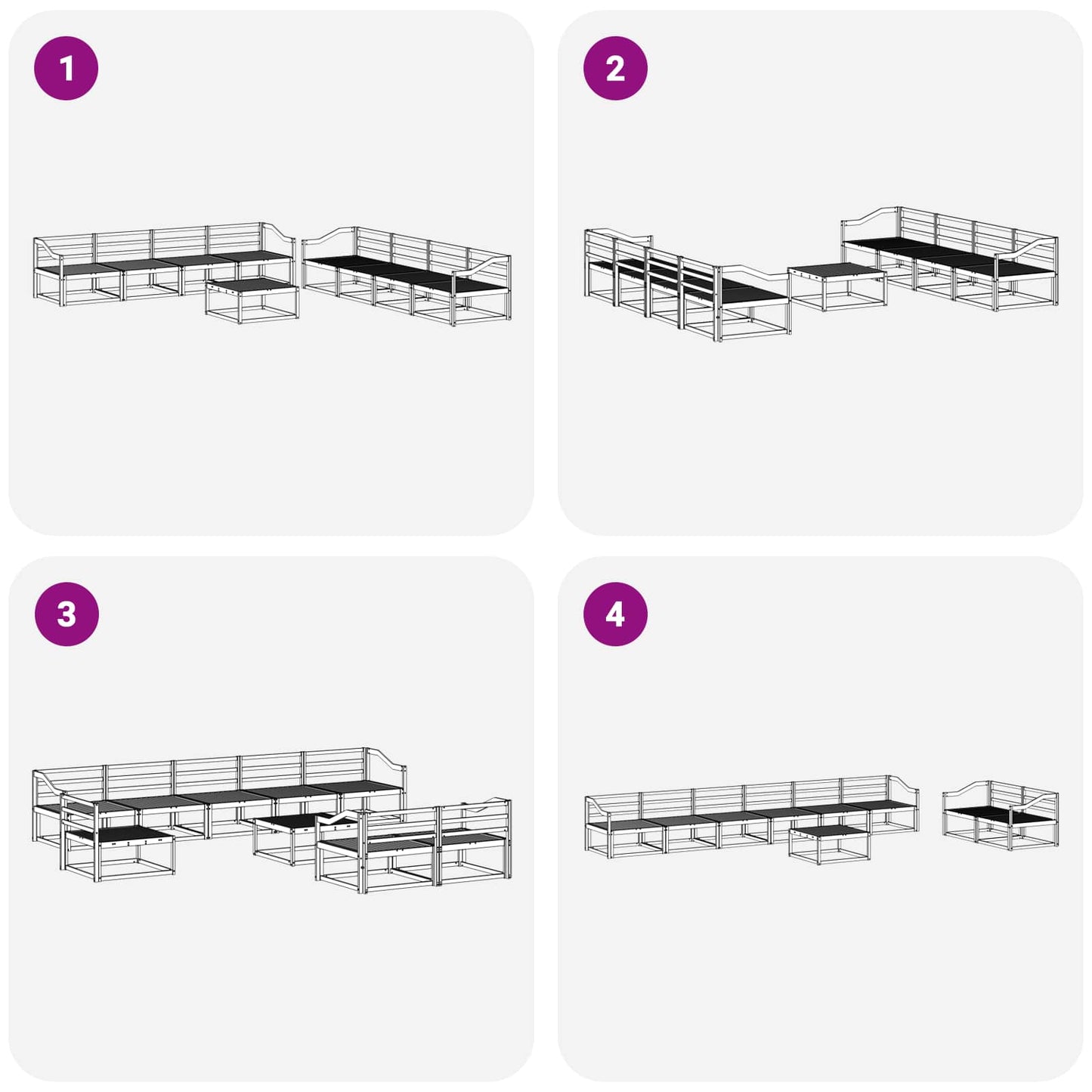 Outdoor-Sofagarnitur 9 pcs Natur Massivholz Akazie