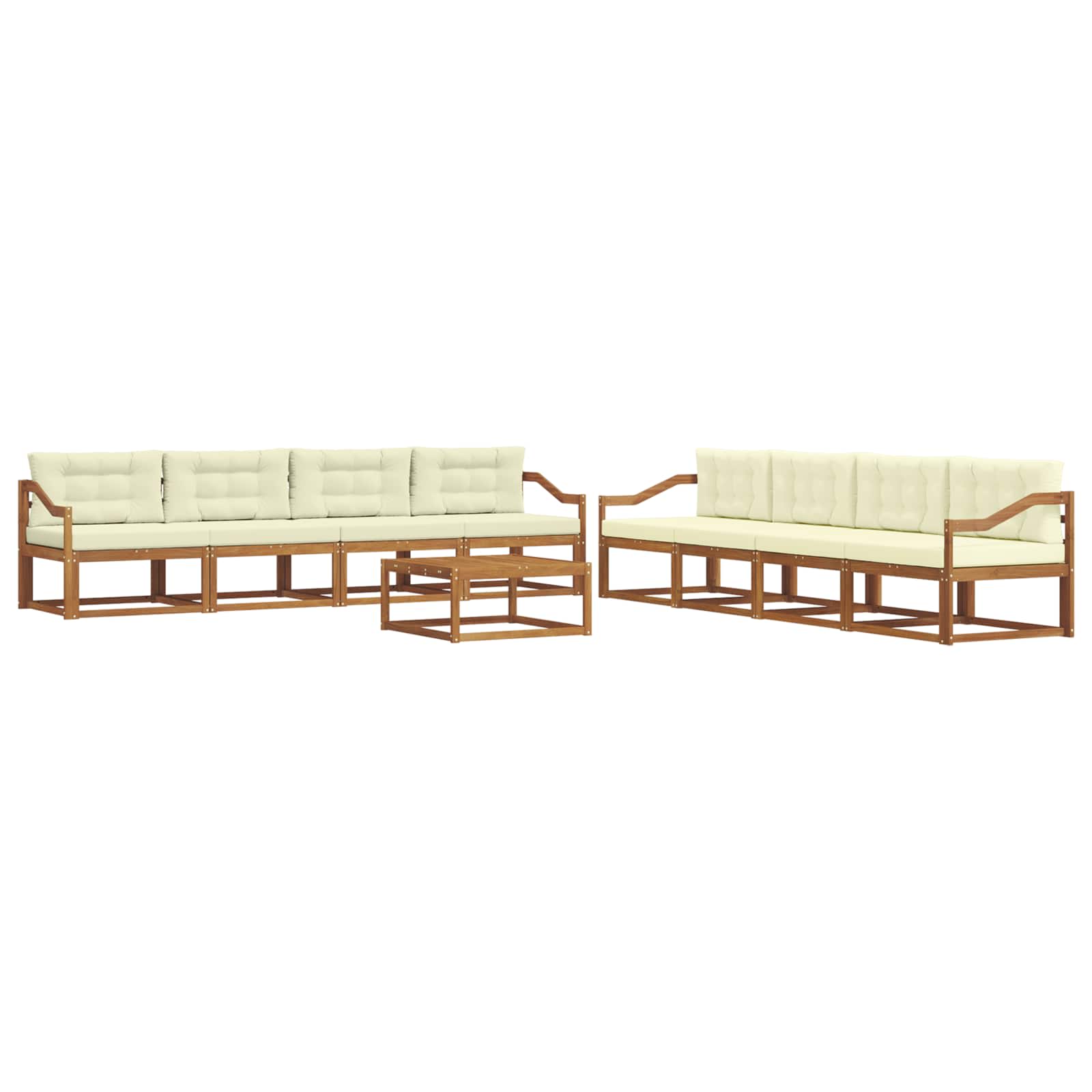 Outdoor-Sofagarnitur mit Kissen 9 pcs Natur und Creme