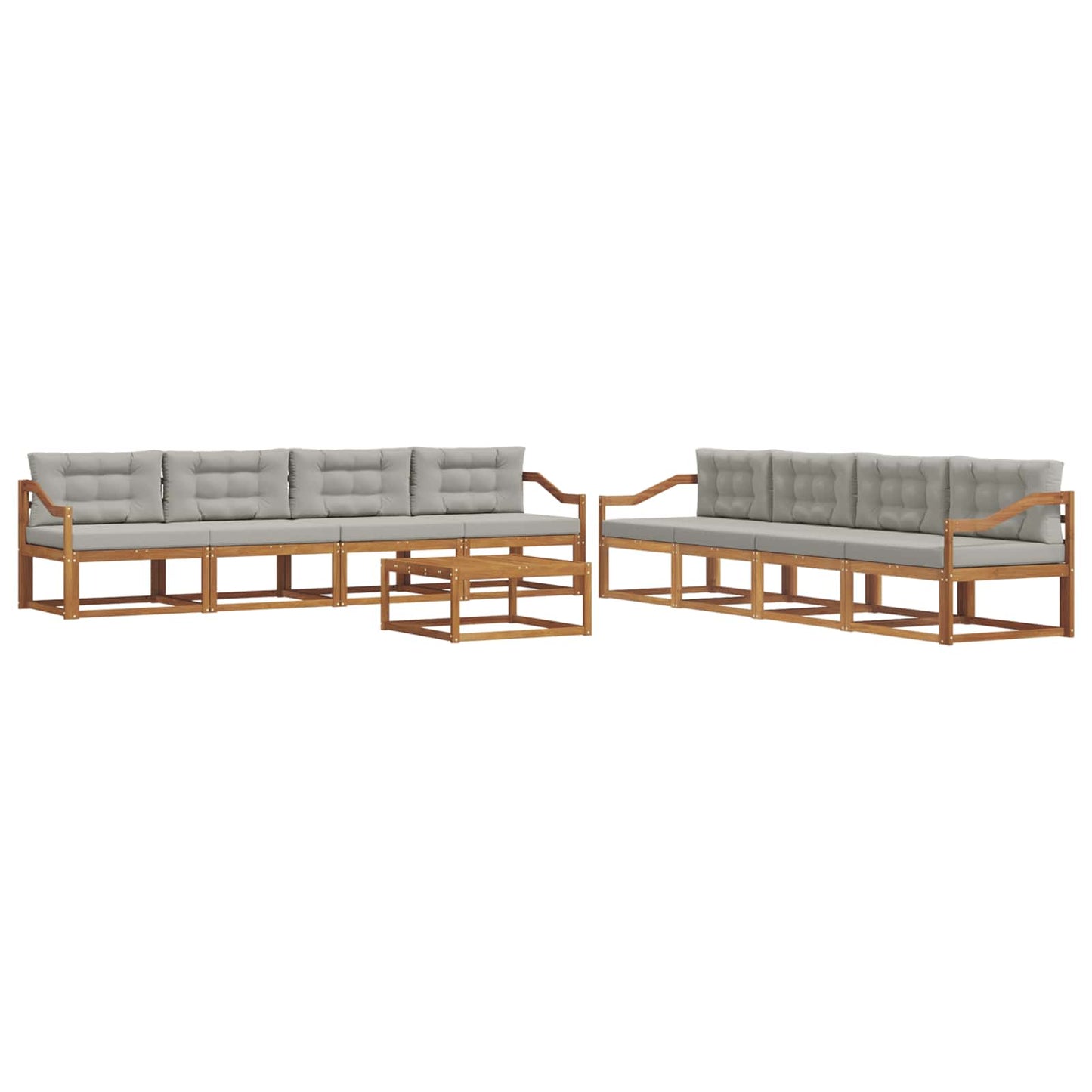 Outdoor-Sofagarnitur mit Kissen 9 pcs Natürlich und Hellgrau