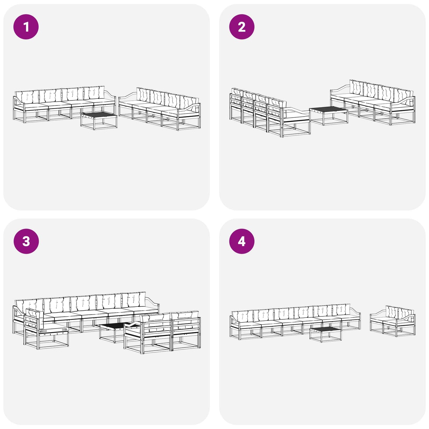 Outdoor-Sofagarnitur mit Kissen 9 pcs Natur und Anthrazit