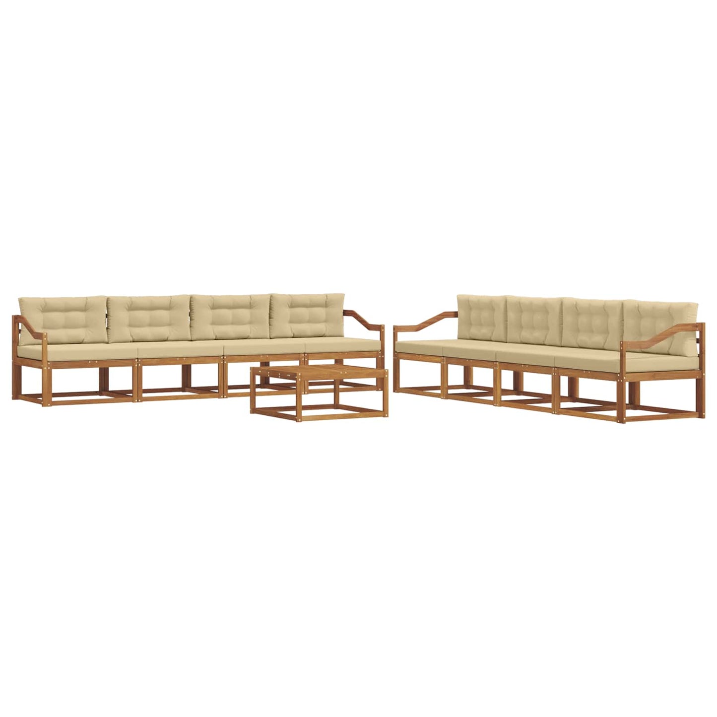 Outdoor-Sofagarnitur mit Kissen 9 pcs Natur und Beige