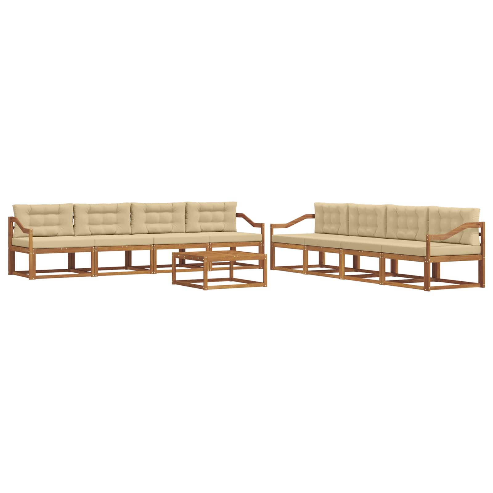 Outdoor-Sofagarnitur mit Kissen 9 pcs Natur und Beige