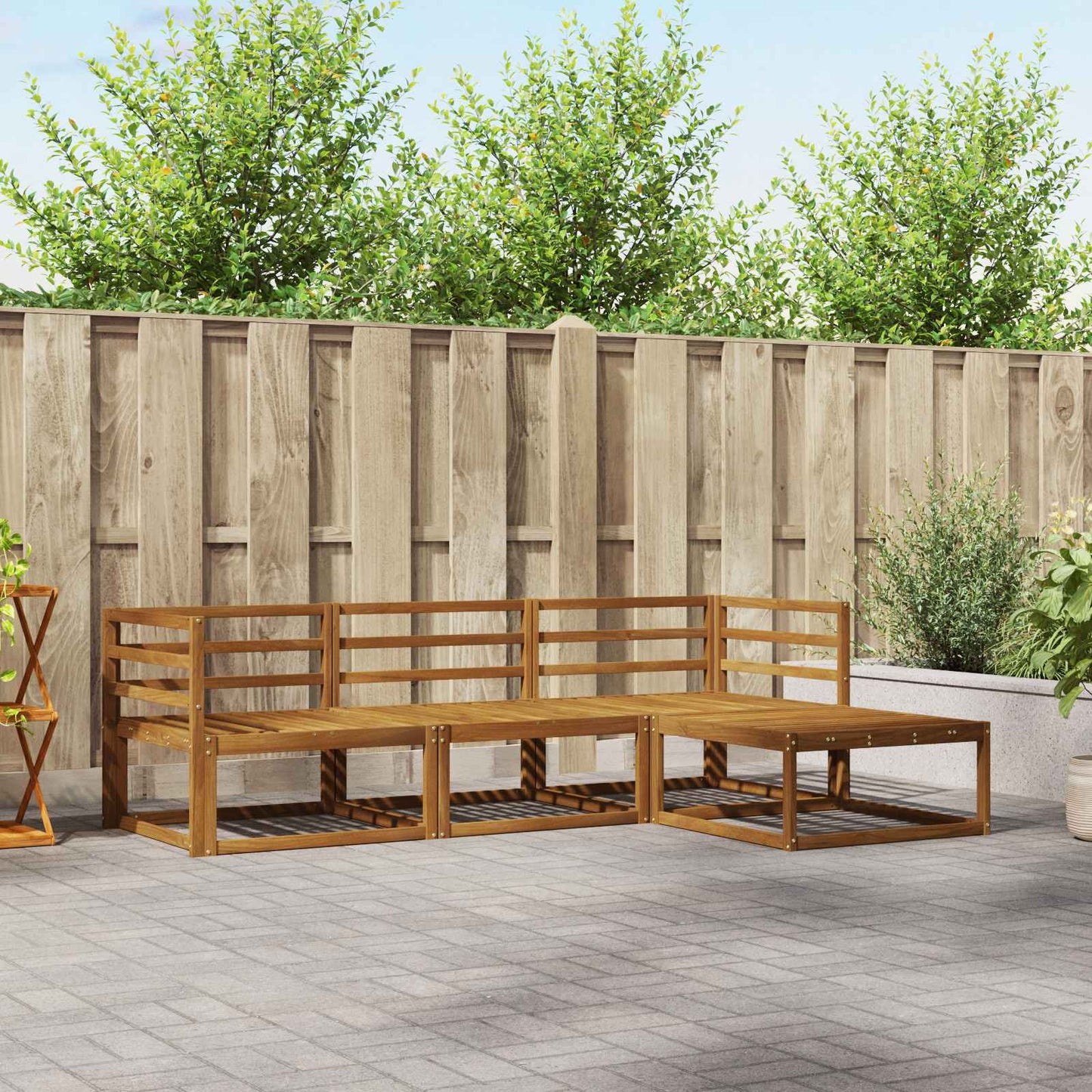 Outdoor-Sofagarnitur 4 stk. Natur Massivholz Akazie