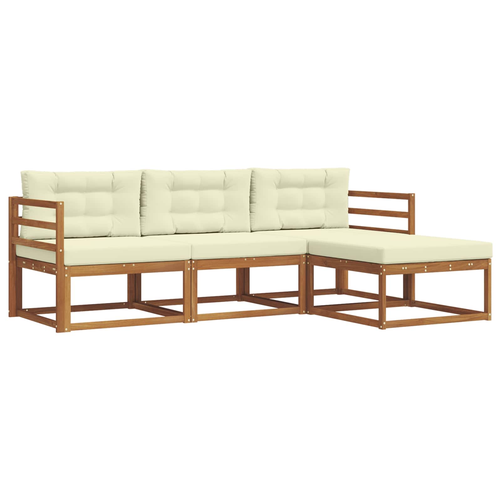 Outdoor-Sofagarnitur mit Kissen 4 pcs Natur und Creme