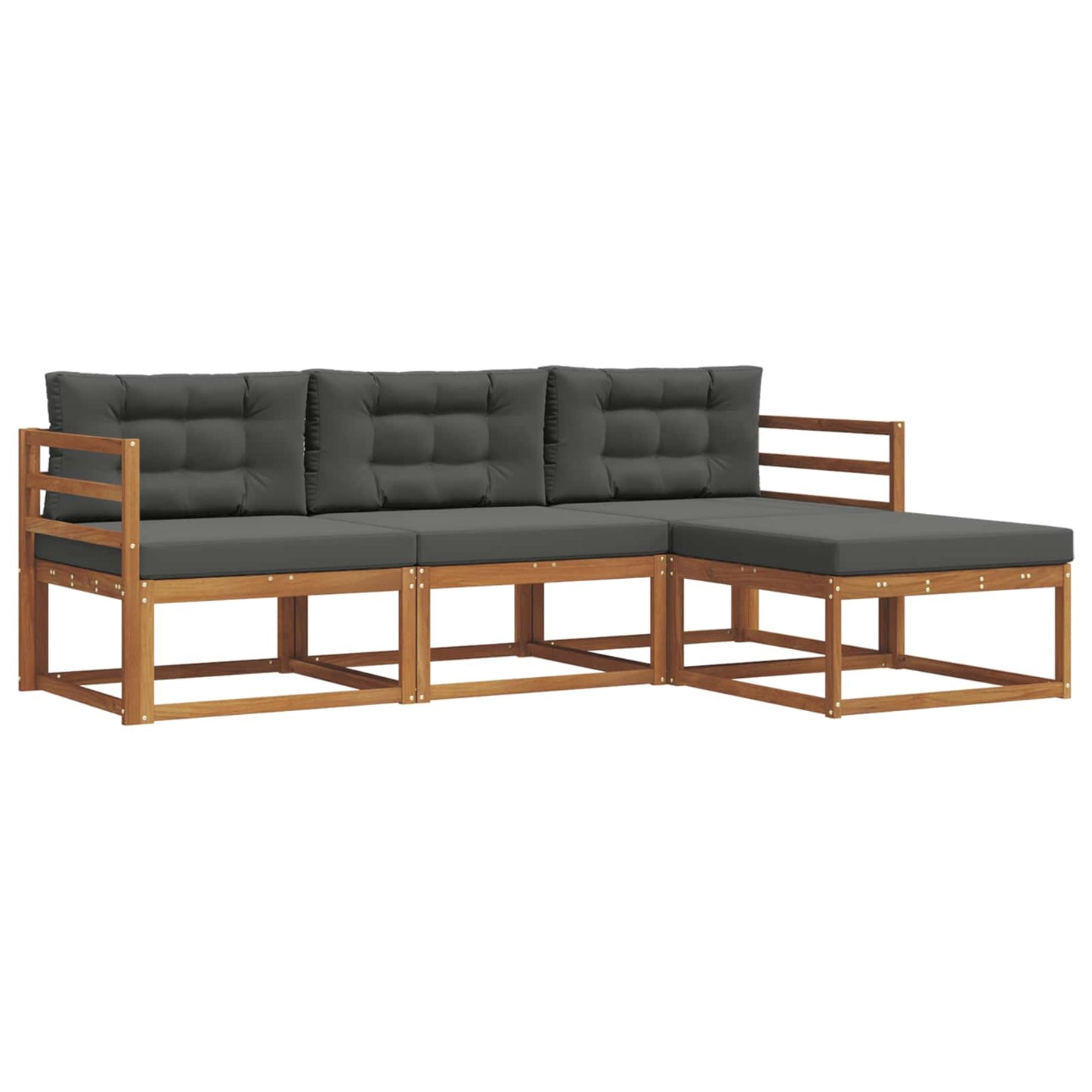 Outdoor-Sofagarnitur mit Kissen 4 pcs Natur und Anthrazit