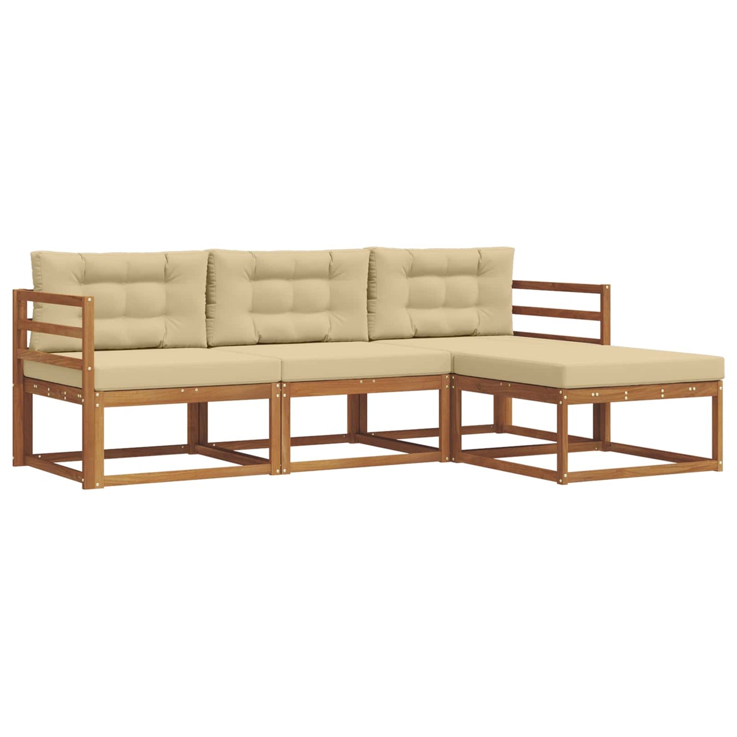 Outdoor-Sofagarnitur 4 stk. Natur und Beige