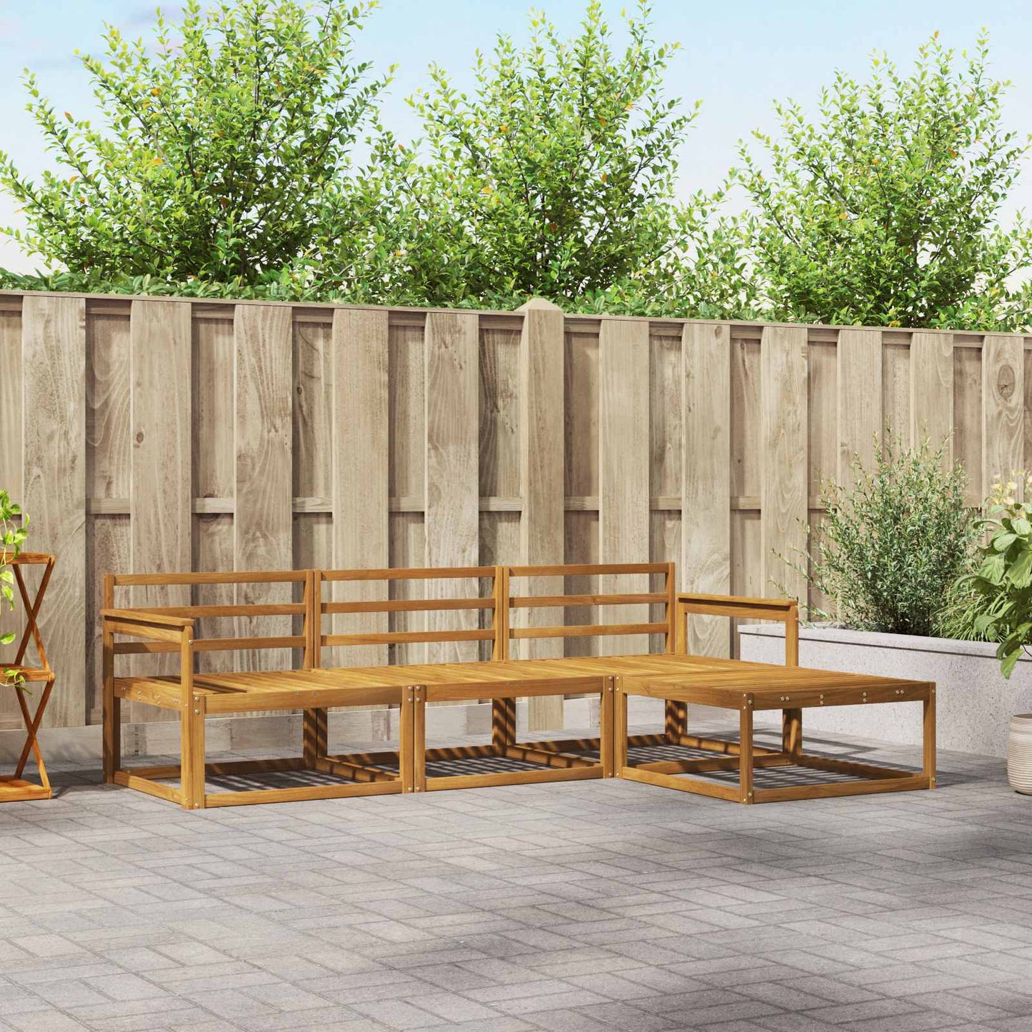 Outdoor-Sofagarnitur 4 stk. Natur Massivholz Akazie