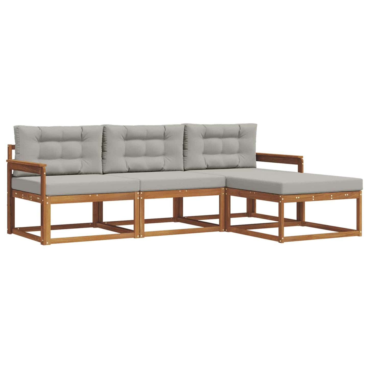 Outdoor-Sofagarnitur mit Kissen 4 pcs Natürlich und Hellgrau