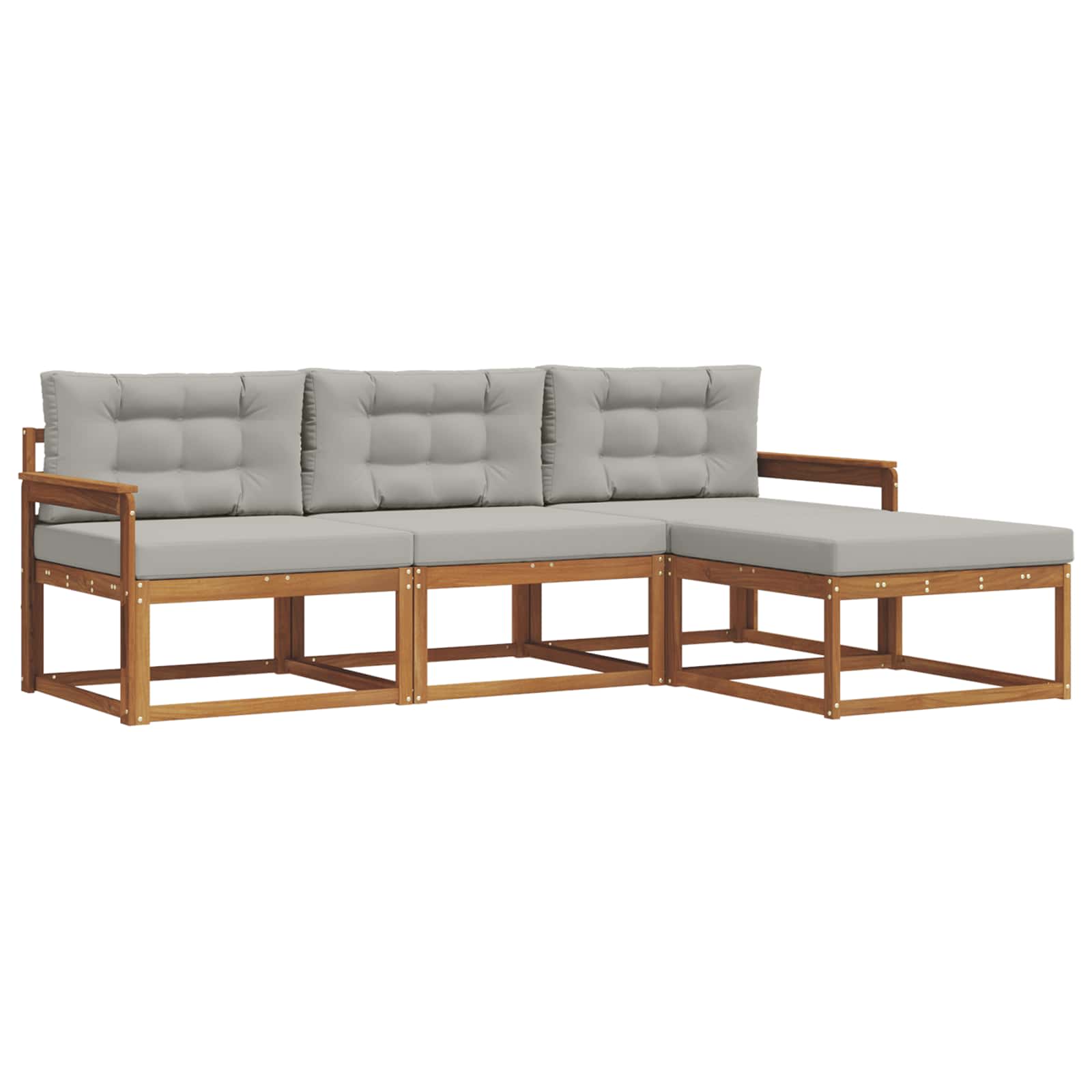 Outdoor-Sofagarnitur mit Kissen 4 pcs Natürlich und Hellgrau