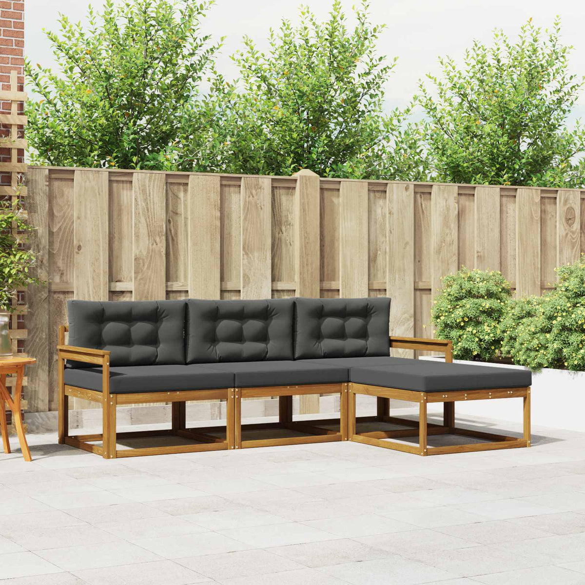 Outdoor-Sofagarnitur 4 stk. Natur und Anthrazit