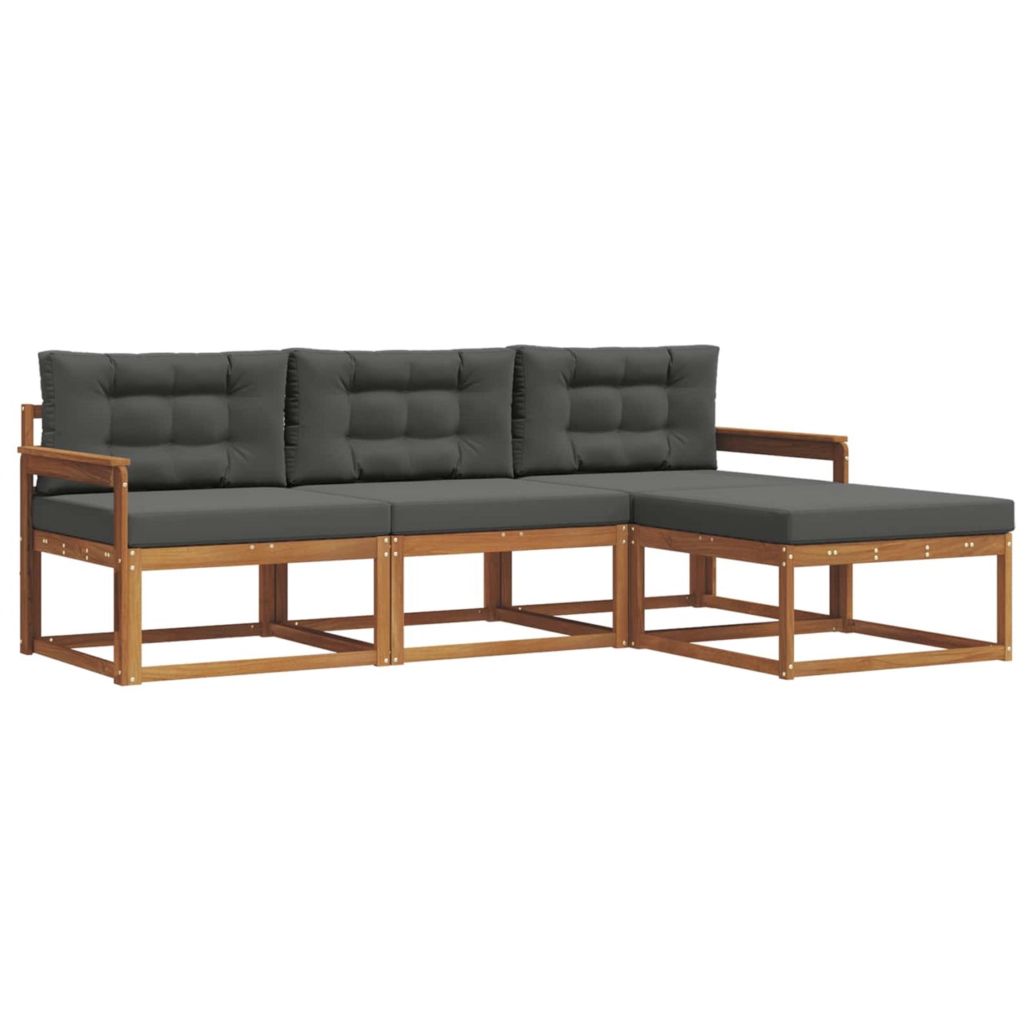 Outdoor-Sofagarnitur mit Kissen 4 pcs Natur und Anthrazit