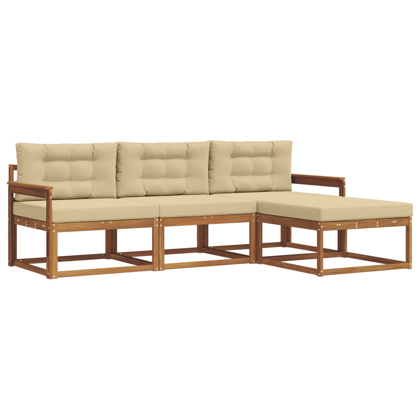 Outdoor-Sofagarnitur 4 stk. Natur und Beige