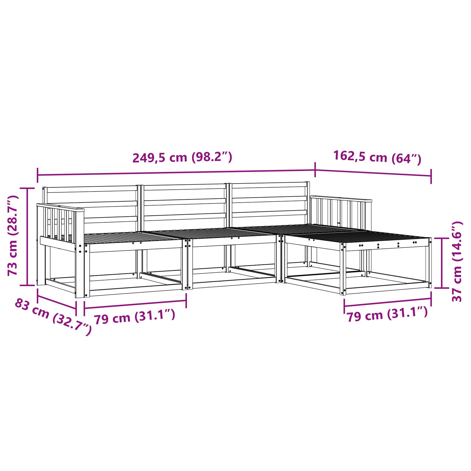 Outdoor-Sofagarnitur 4 stk. Natur Massivholz Akazie