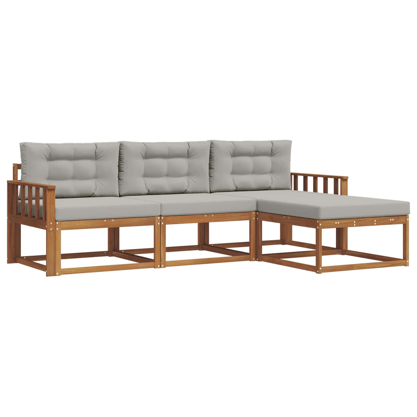 Outdoor-Sofagarnitur mit Kissen 4 pcs Natürlich und Hellgrau
