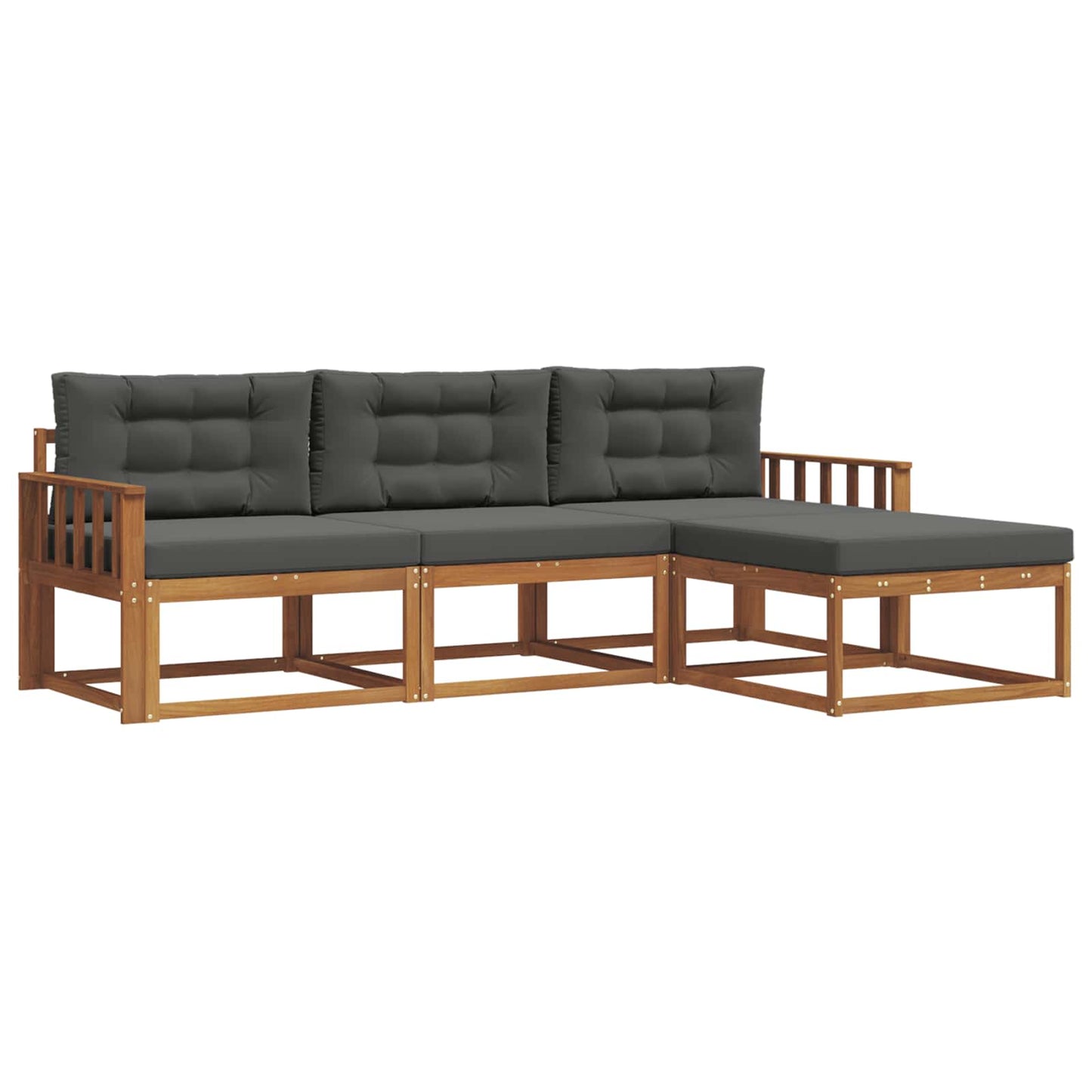 Outdoor-Sofagarnitur mit Kissen 4 pcs Natur und Anthrazit