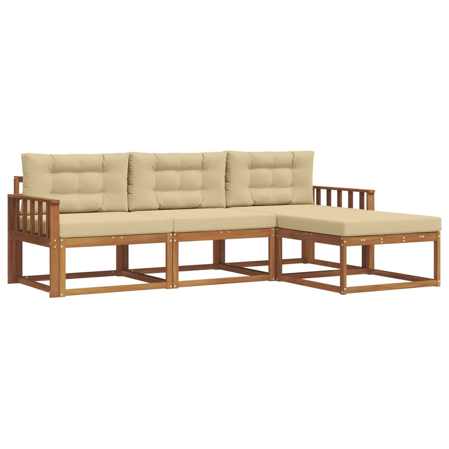 Outdoor-Sofagarnitur 4 stk. Natur und Beige