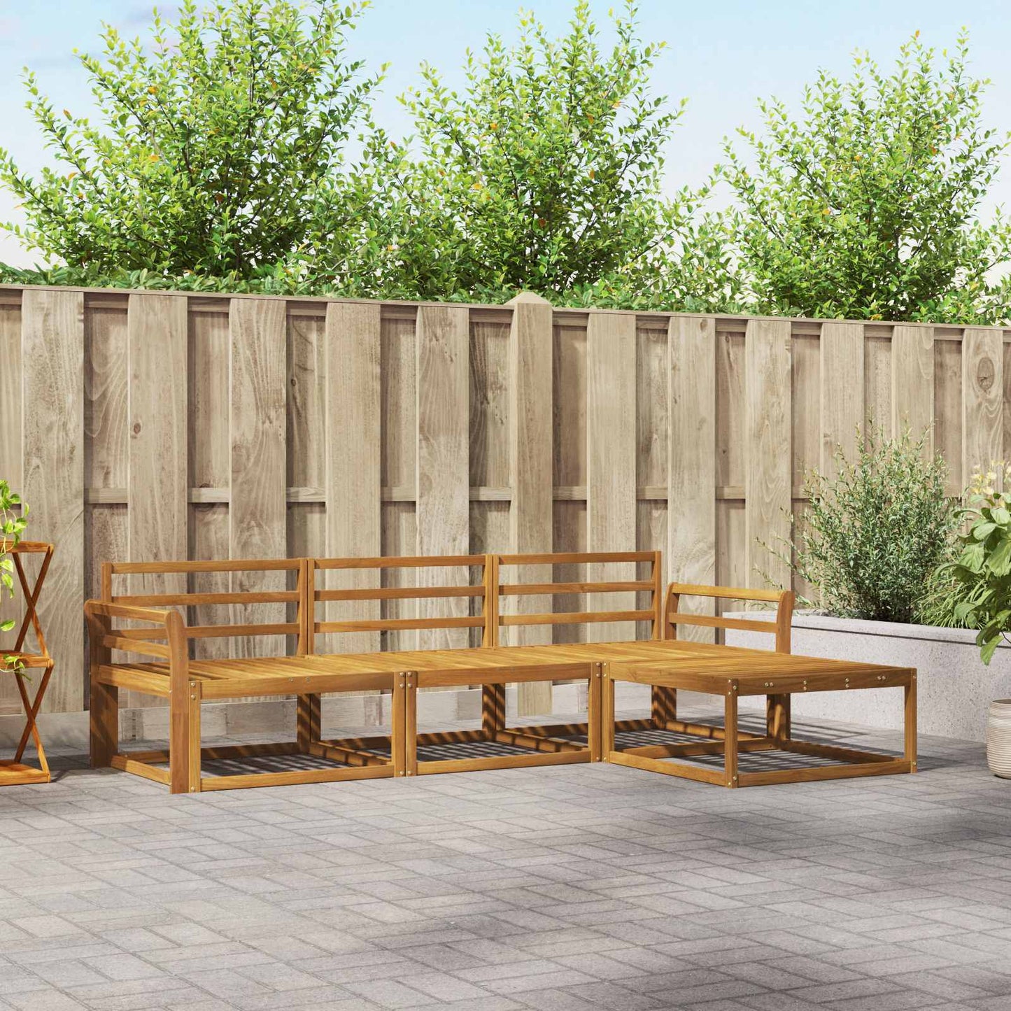 Outdoor-Sofagarnitur 4 stk. Natur Massivholz Akazie