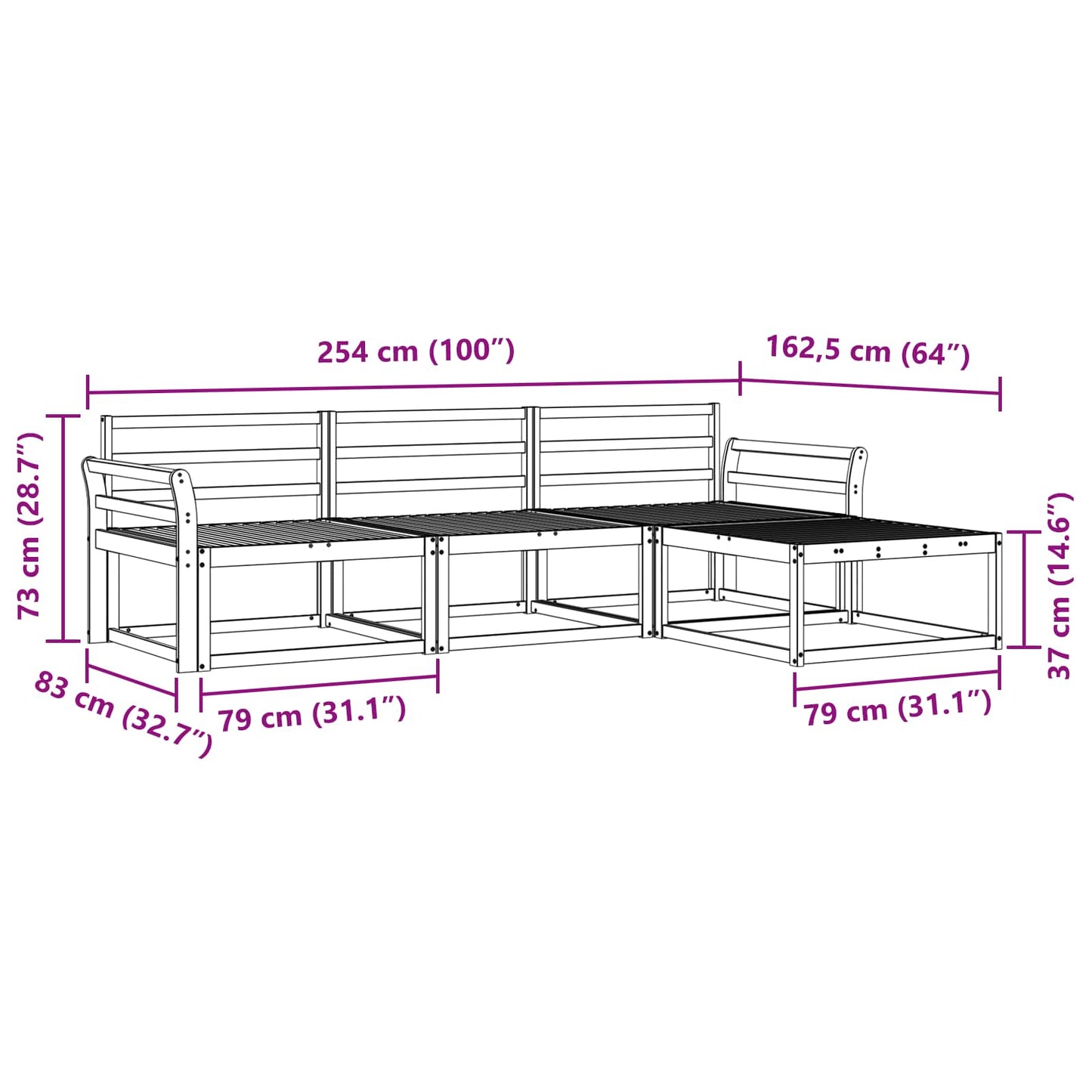 Outdoor-Sofagarnitur 4 stk. Natur Massivholz Akazie