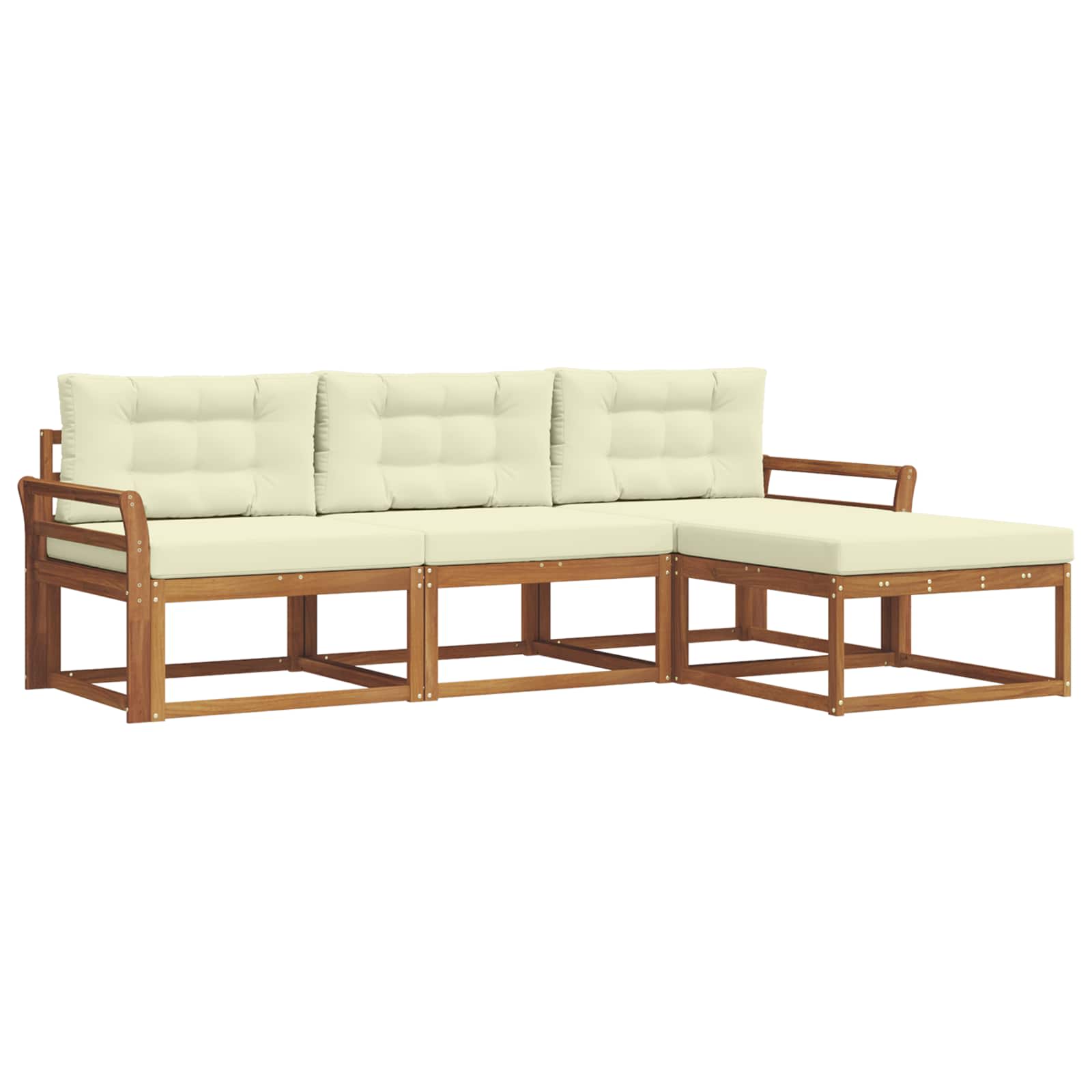 Outdoor-Sofagarnitur 4 stk. Natur und Creme