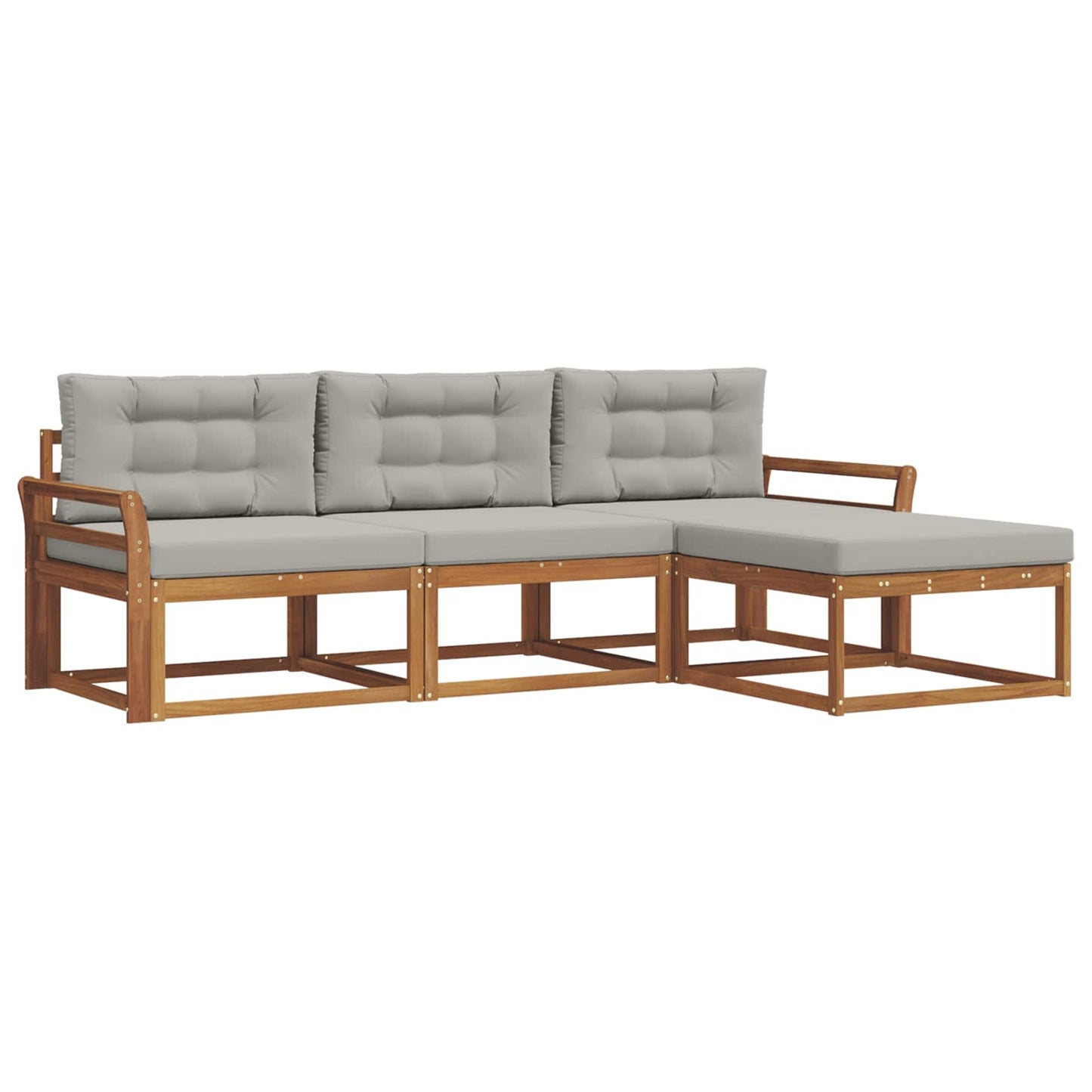 Outdoor-Sofagarnitur mit Kissen 4 pcs Natürlich und Hellgrau