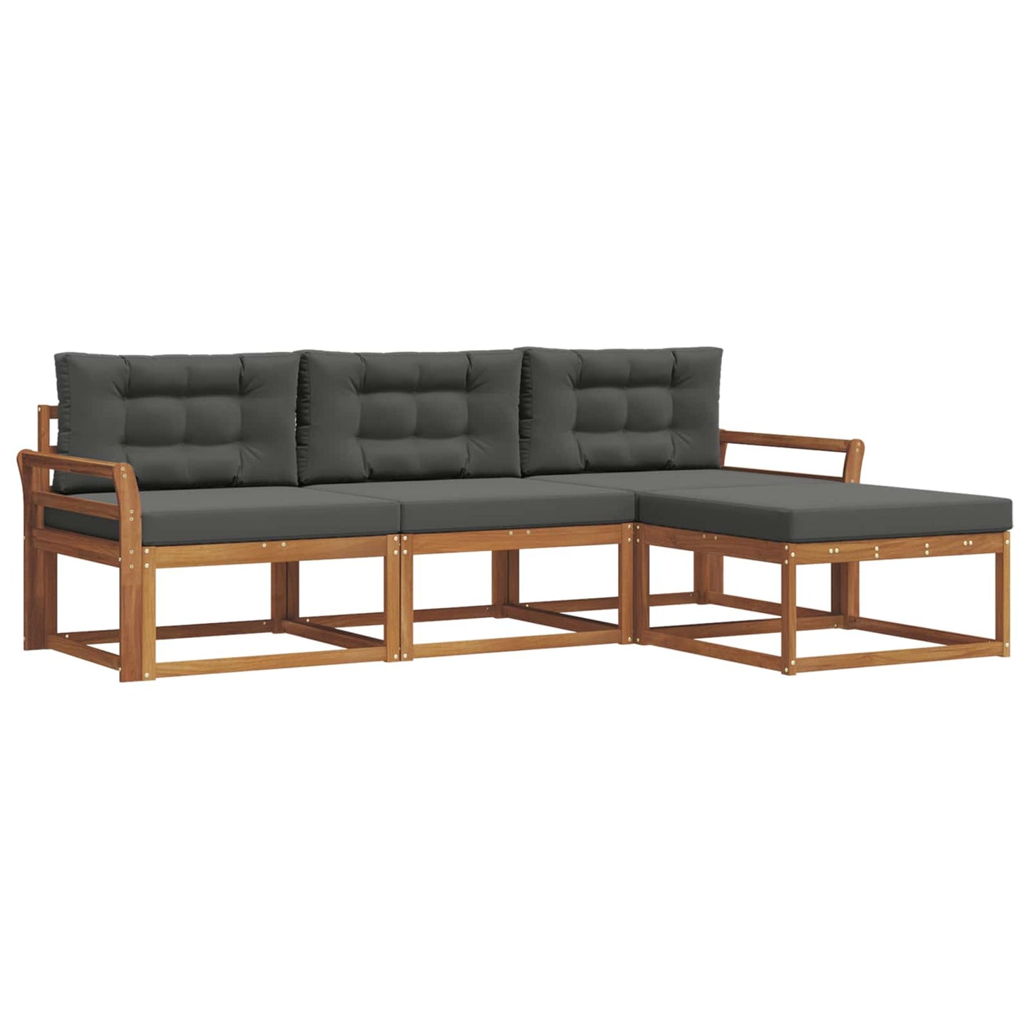 Outdoor-Sofagarnitur mit Kissen 4 pcs Natur und Anthrazit
