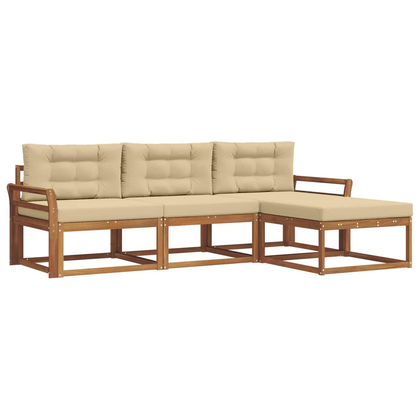Outdoor-Sofagarnitur 4 stk. Natur und Beige