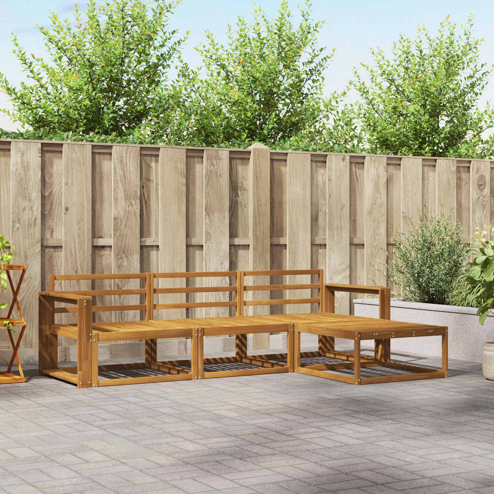 Outdoor-Sofagarnitur 4 stk. Natur Massivholz Akazie
