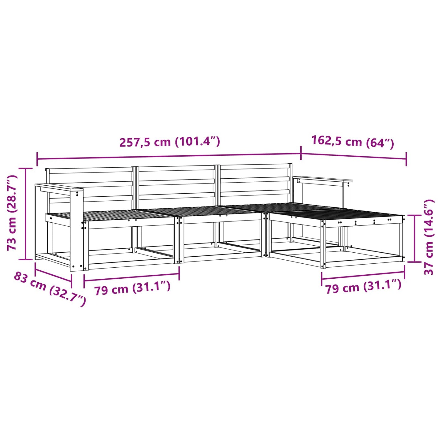 Outdoor-Sofagarnitur 4 stk. Natur Massivholz Akazie
