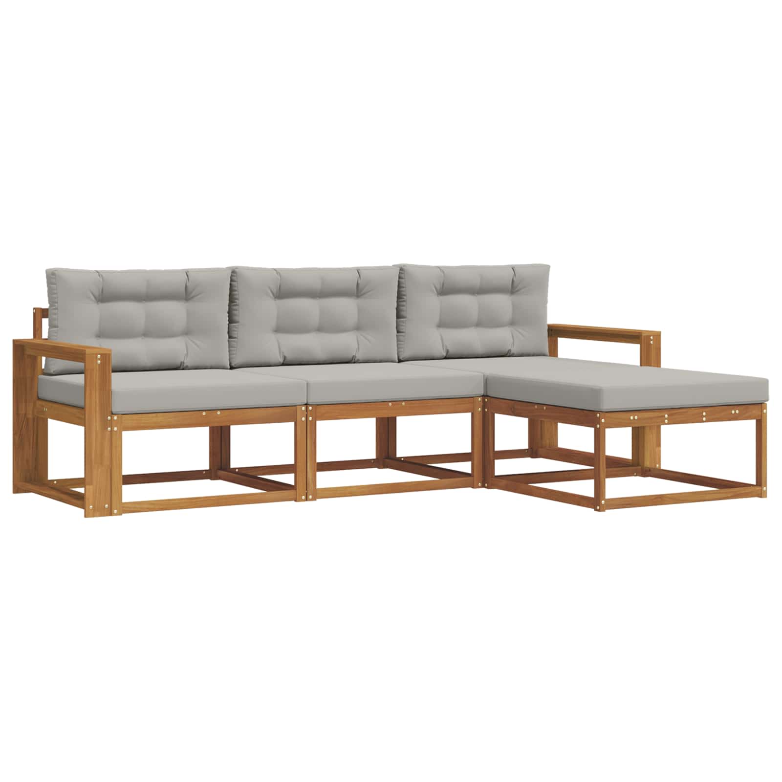 Outdoor-Sofagarnitur mit Kissen 4 pcs Natürlich und Hellgrau