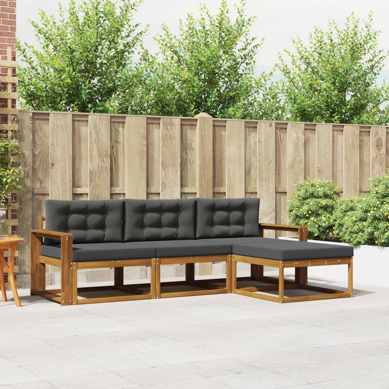 Outdoor-Sofagarnitur mit Kissen 4 pcs Natur und Anthrazit