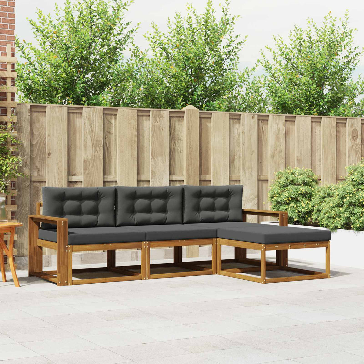 Outdoor-Sofagarnitur 4 stk. Natur und Anthrazit