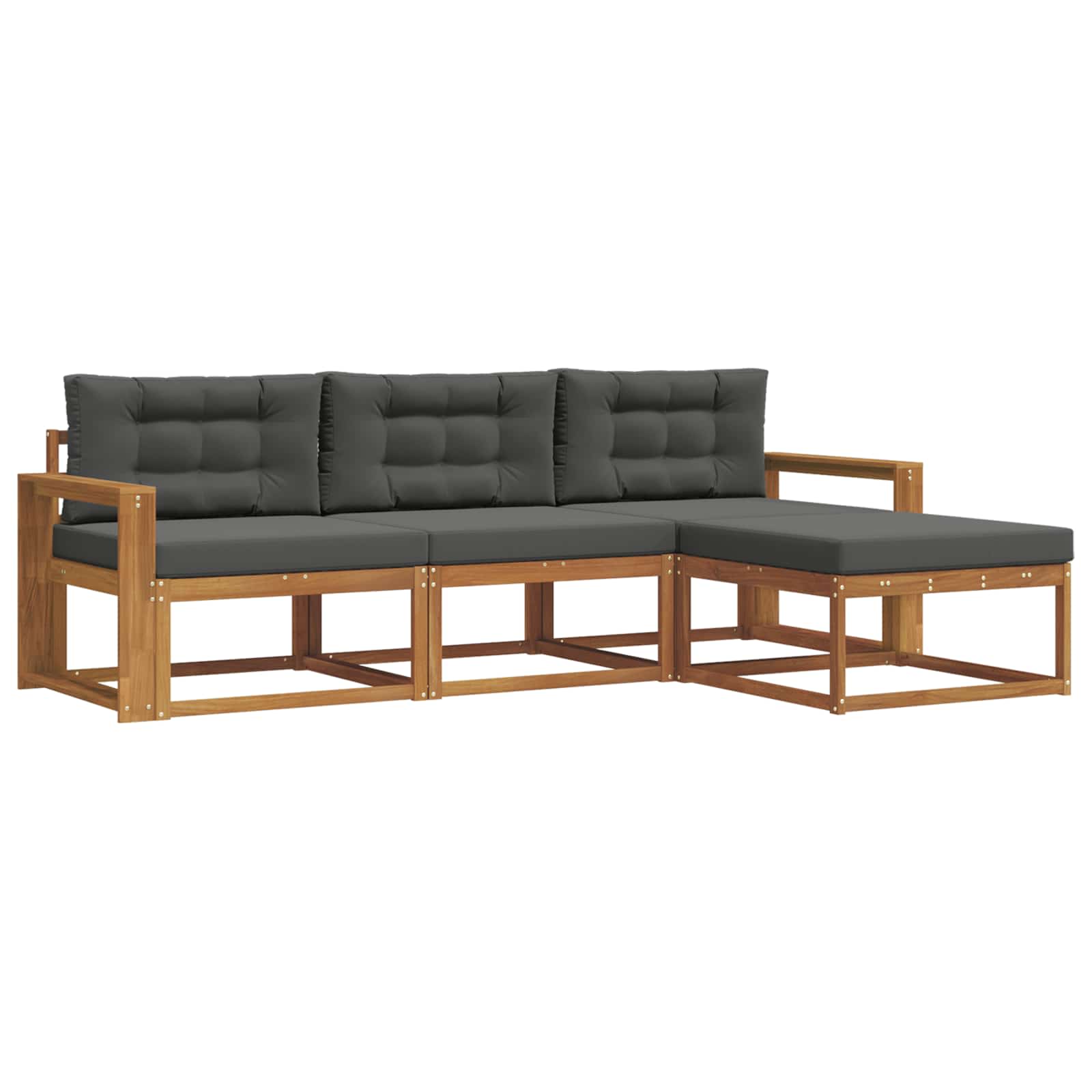 Outdoor-Sofagarnitur mit Kissen 4 pcs Natur und Anthrazit