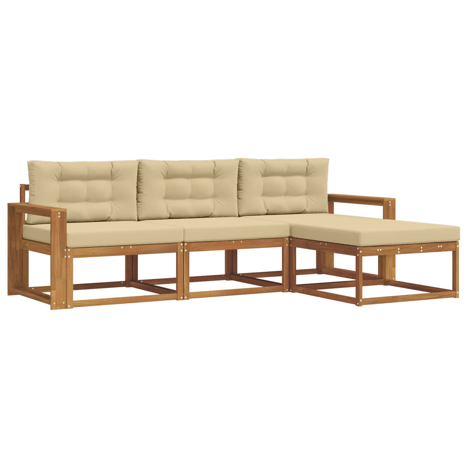Outdoor-Sofagarnitur 4 stk. Natur und Beige