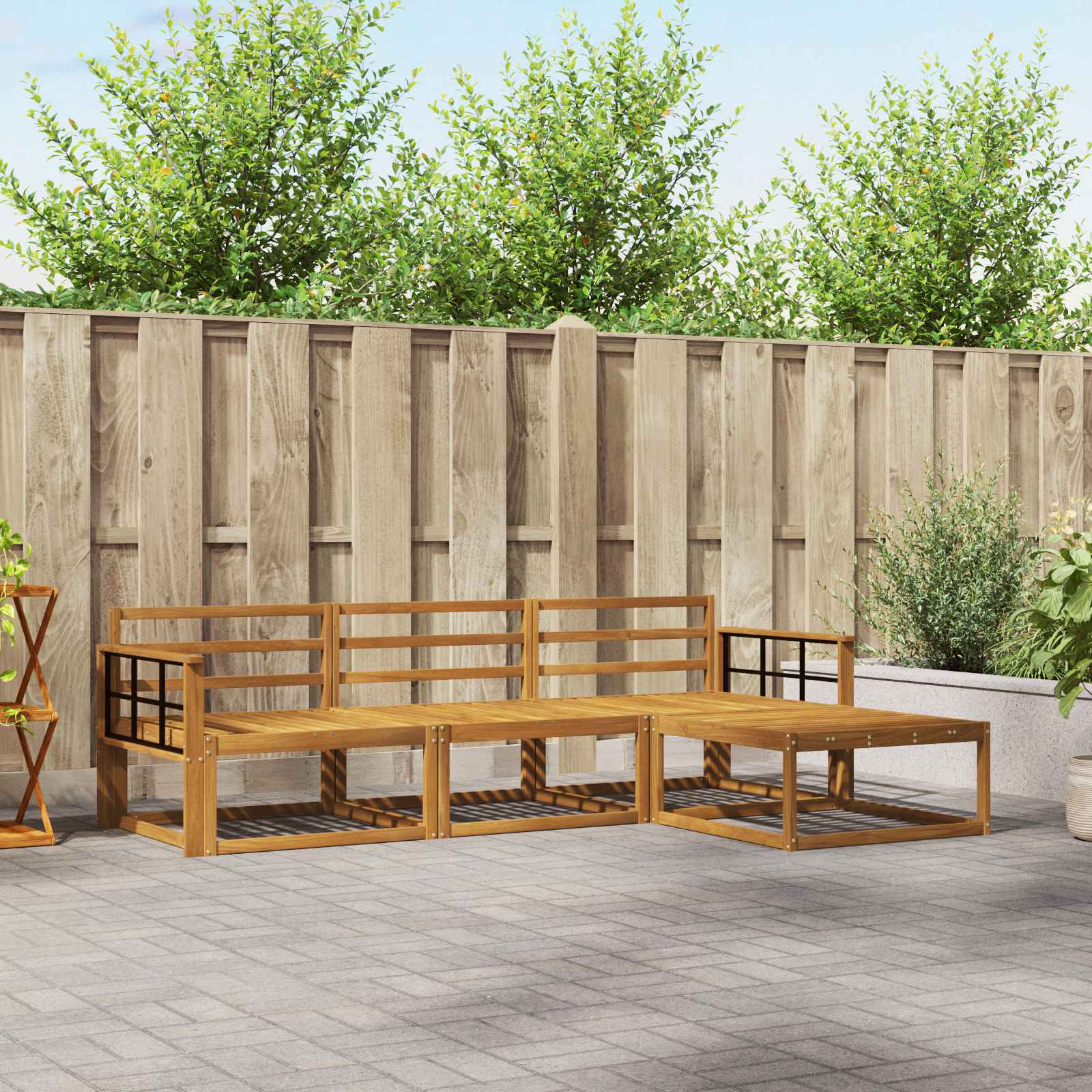 Outdoor-Sofagarnitur 4 pcs Natur Massivholz Akazie