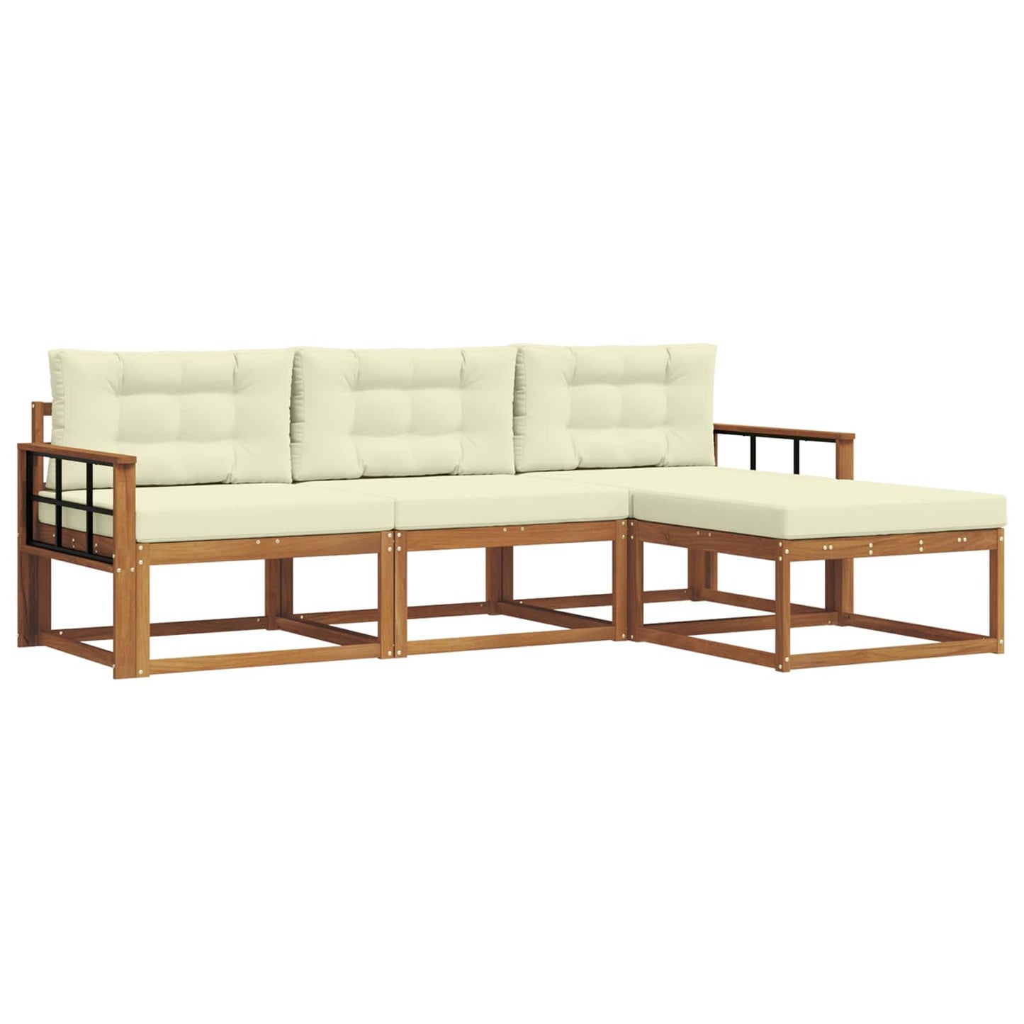 Outdoor-Sofagarnitur mit Kissen 4 pcs Natur und Creme